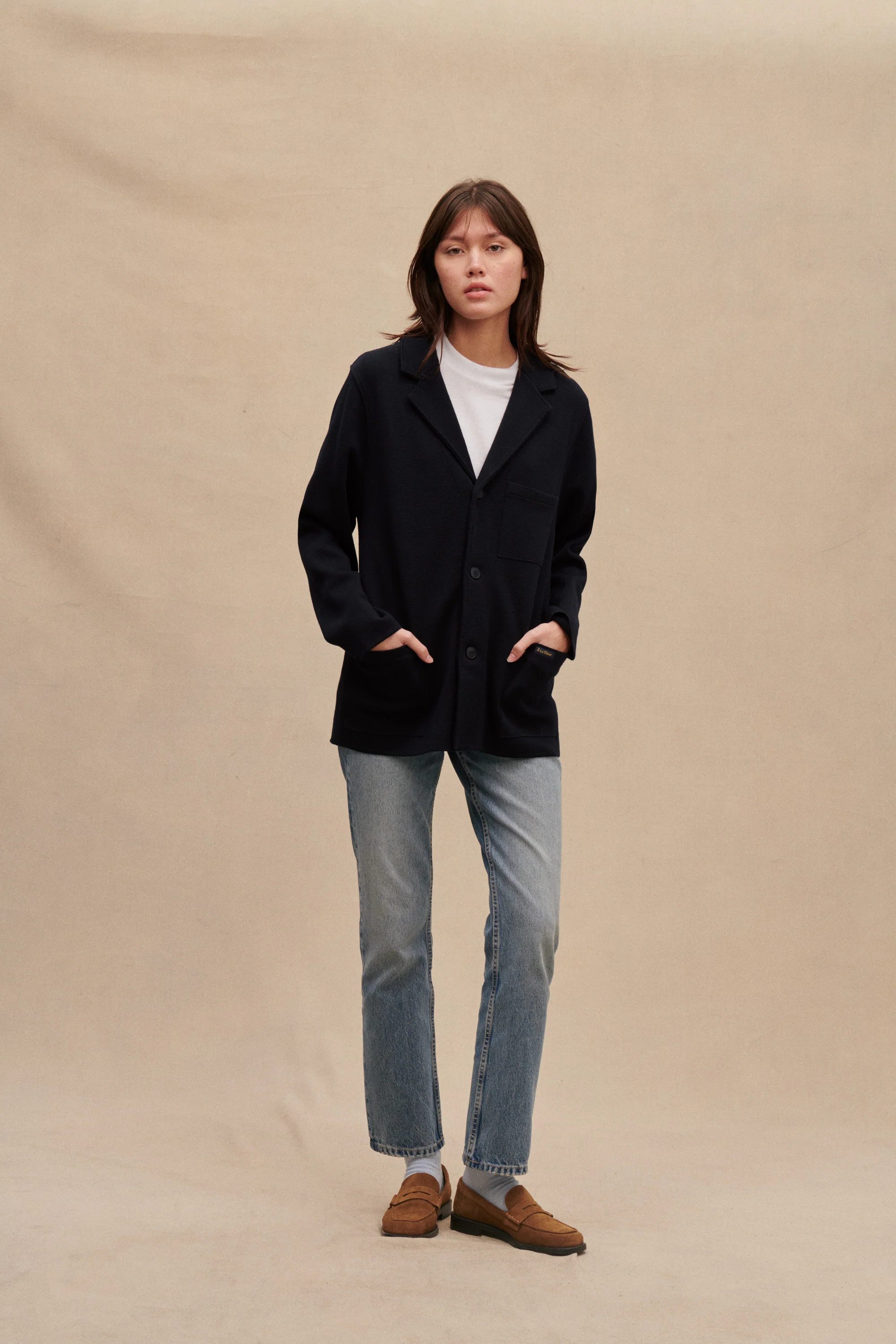 Blazer Milano bleu marine en laine mérinos pour femme - Image 3