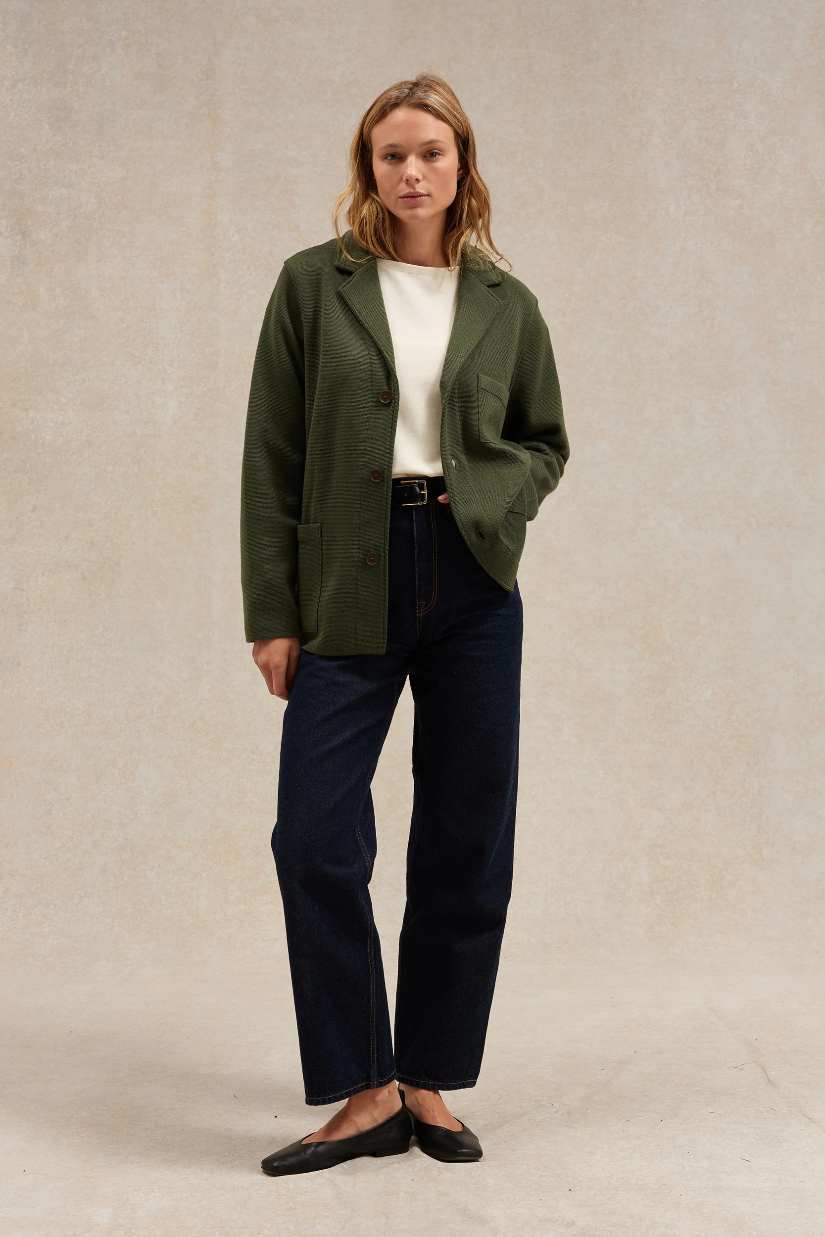Blazer Milano olive en laine mérinos pour femme - Image 2