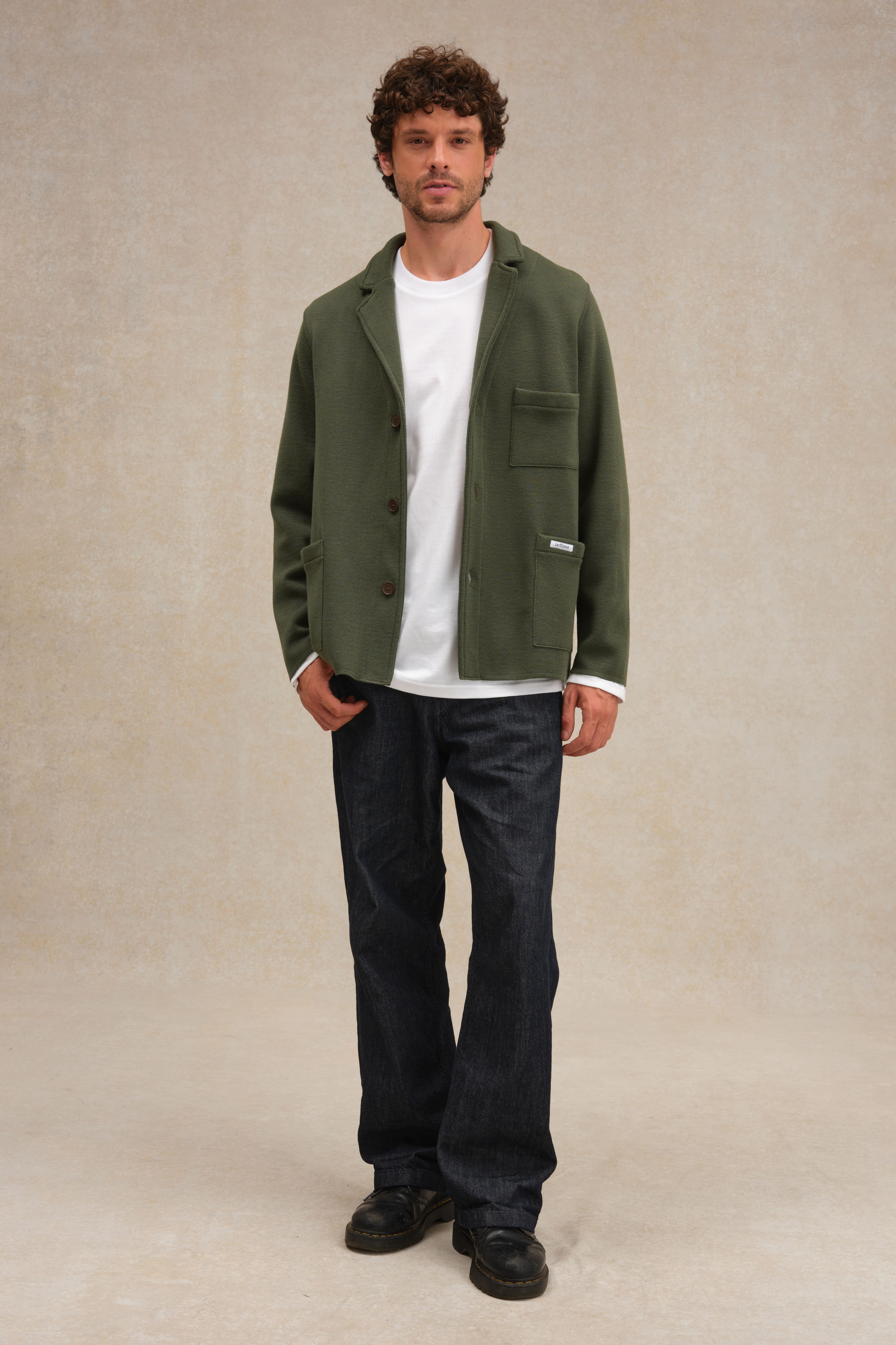 Blazer Milano olive en laine mérinos pour homme - Image 3