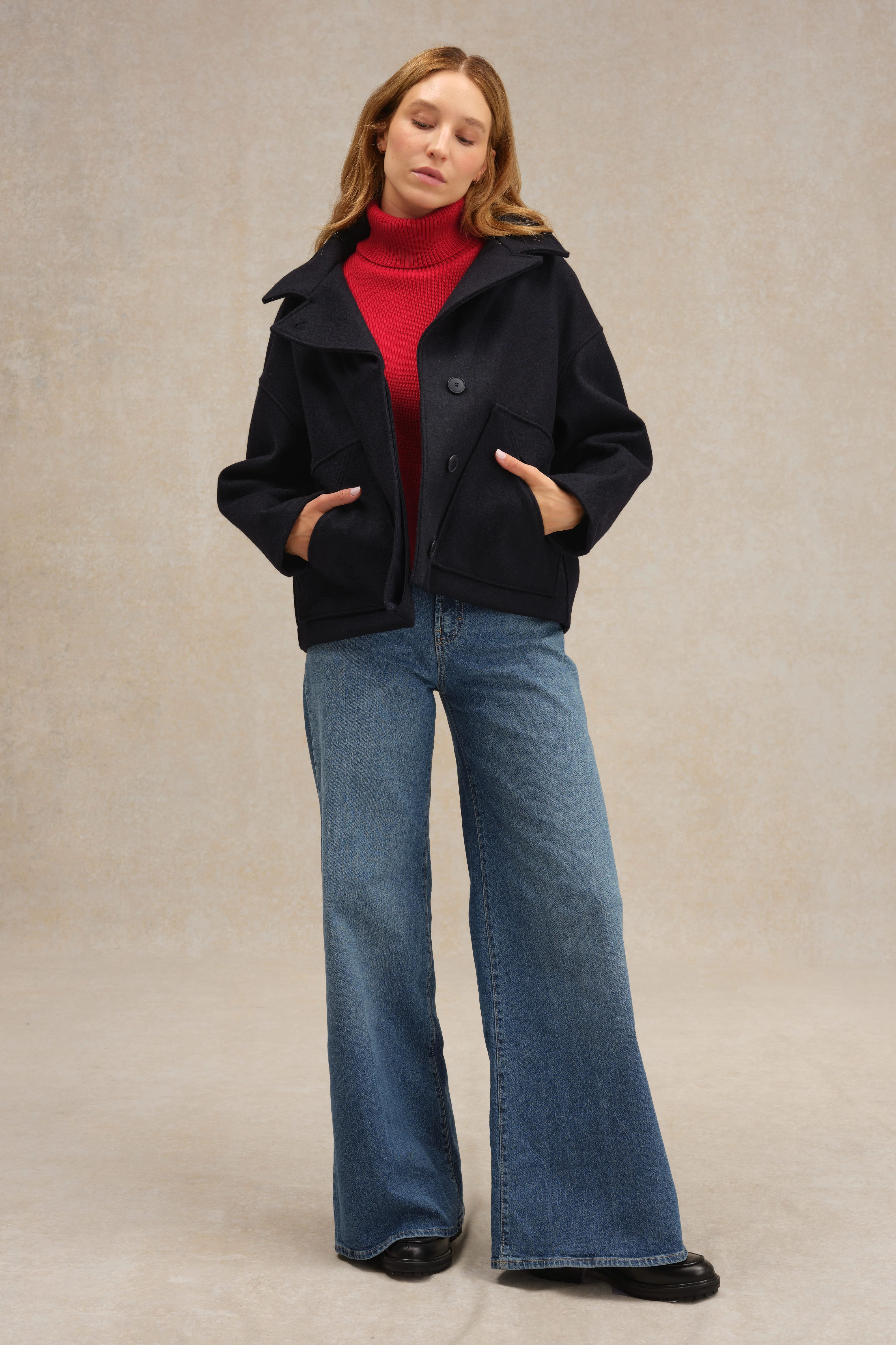 Caban bleu marine pour femme