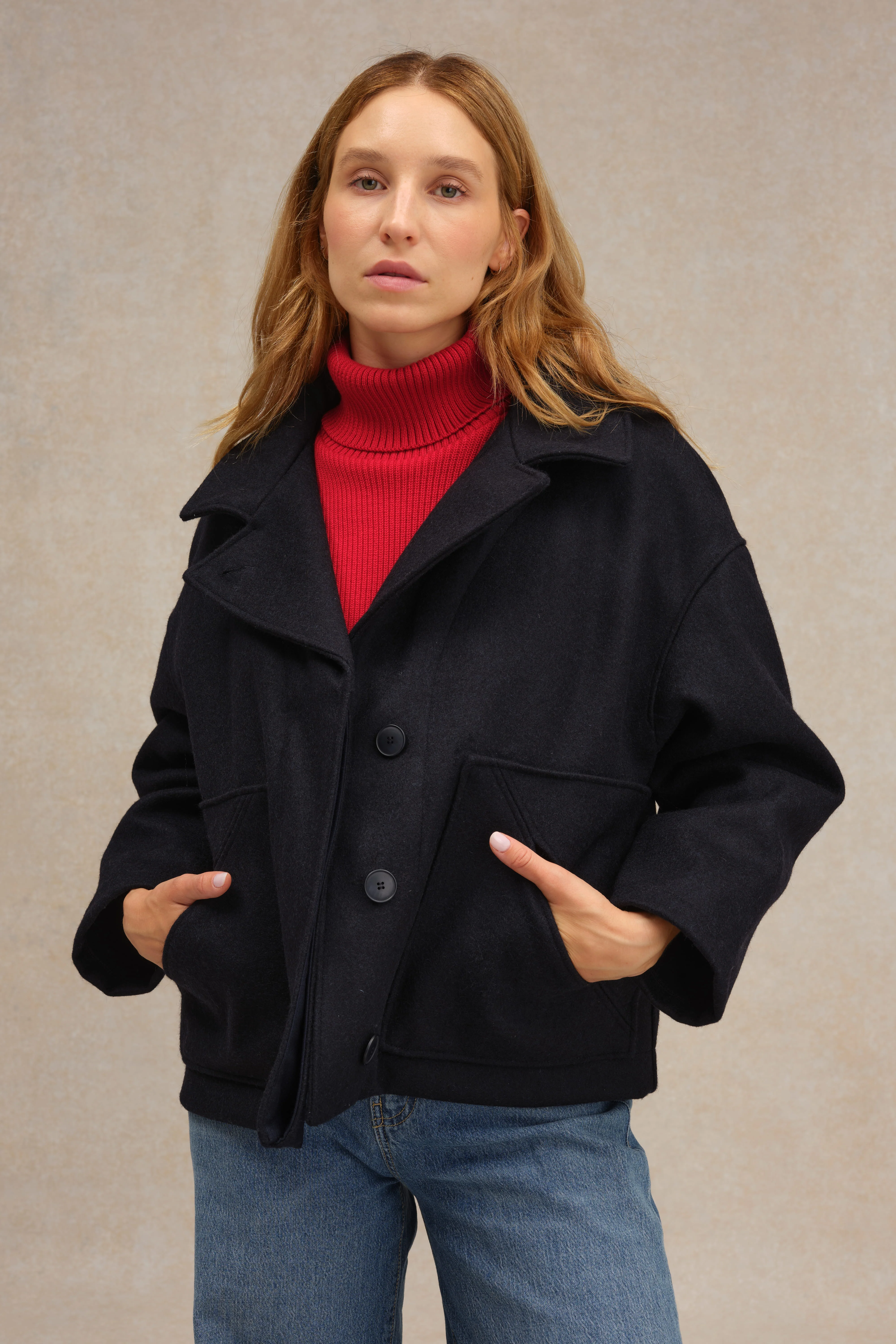 Caban bleu marine pour femme - Image 2