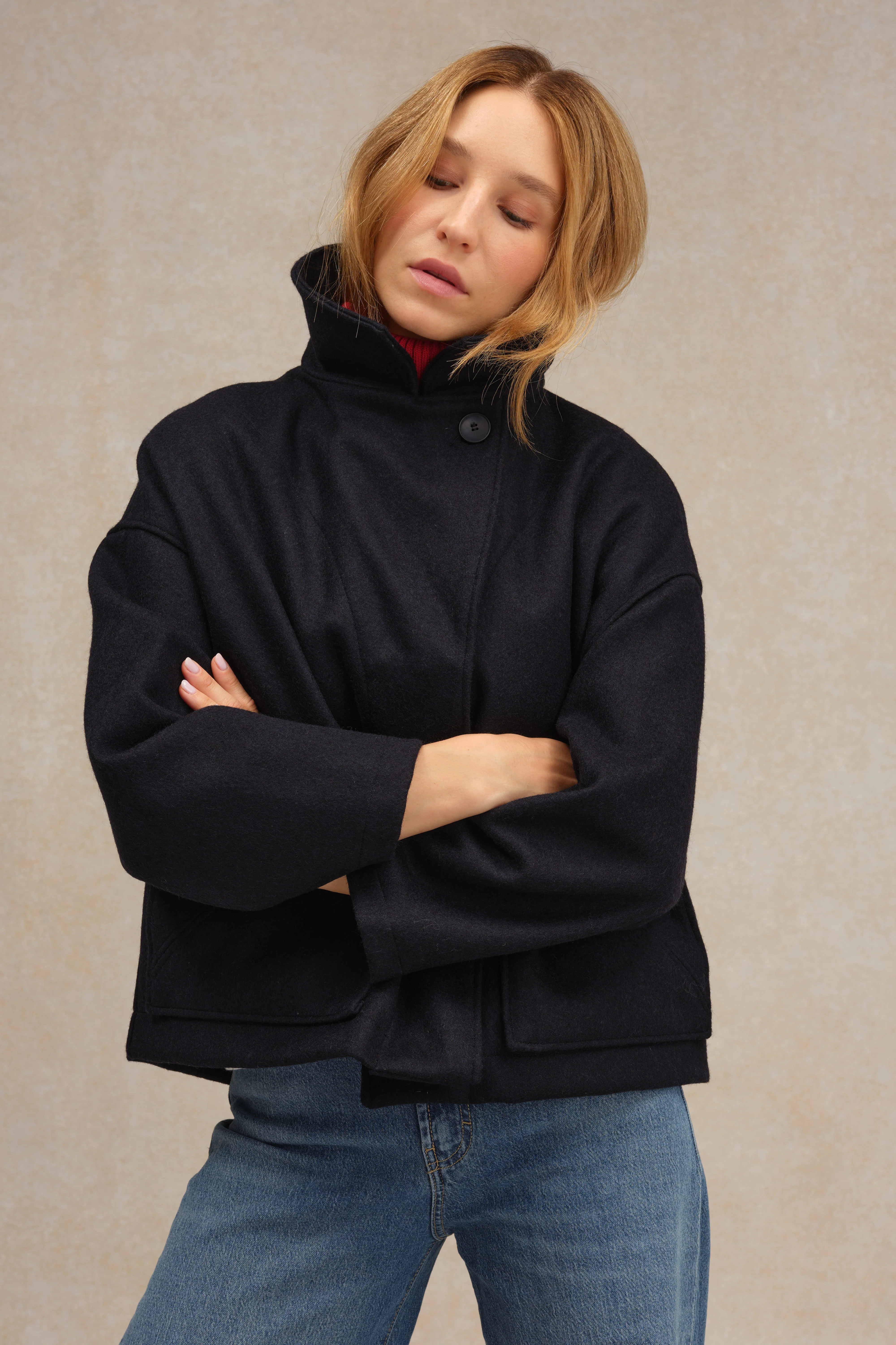 Caban bleu marine pour femme - Image 3
