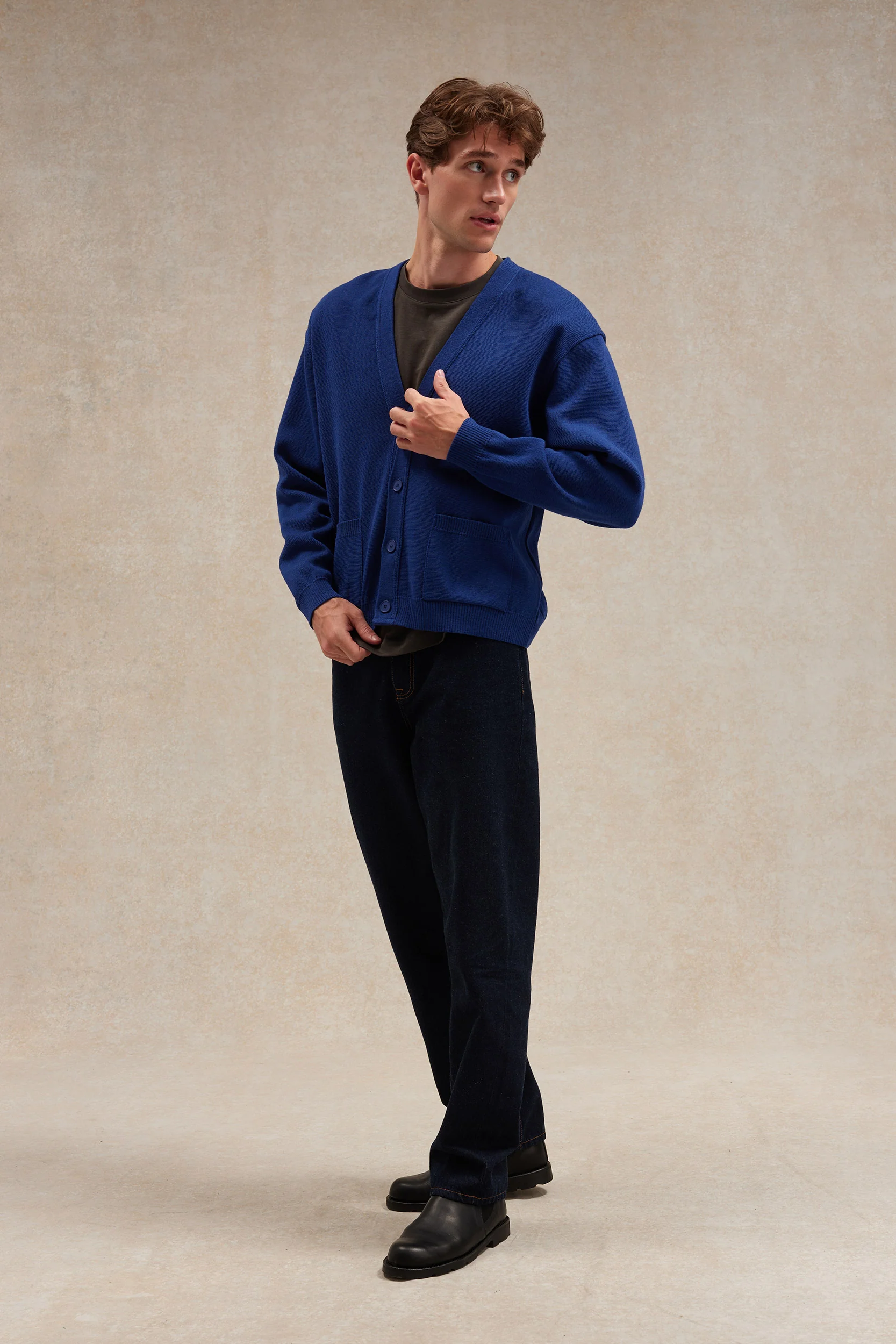 Cardigan bleu roi en maille Milano pour homme - Image 3