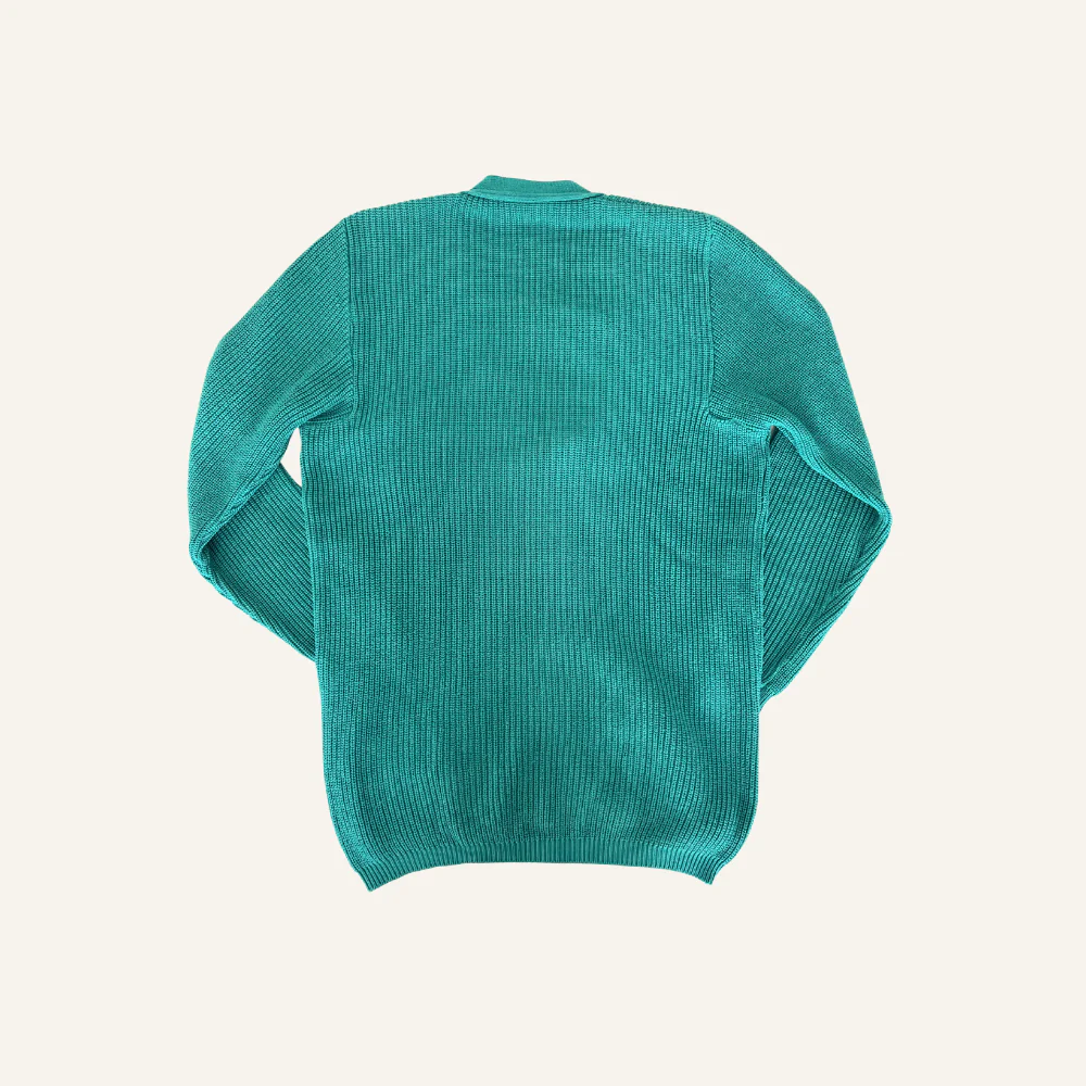 Cardigan vert à boutons dorés en laine vierge pour femme - Seconde main - Image 2