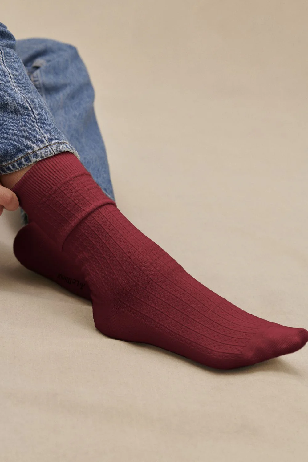 Chaussettes bordeaux en point fantaisie