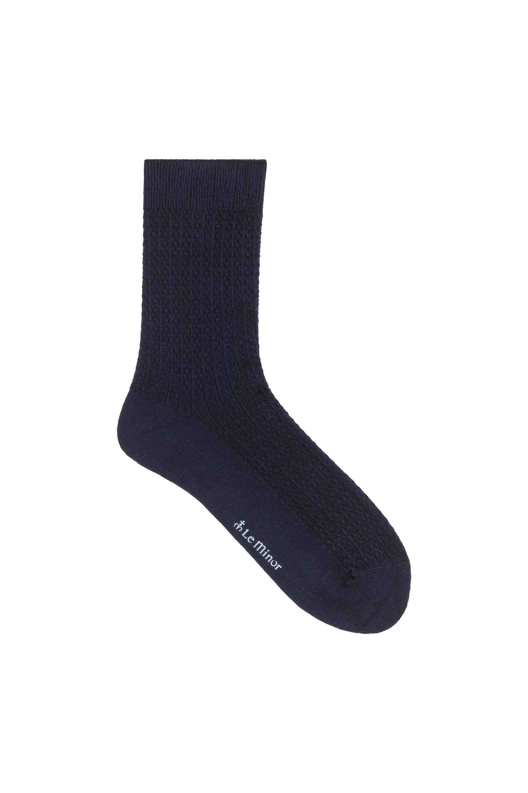 Chaussettes bleu marine en point fantaisie - Image 2