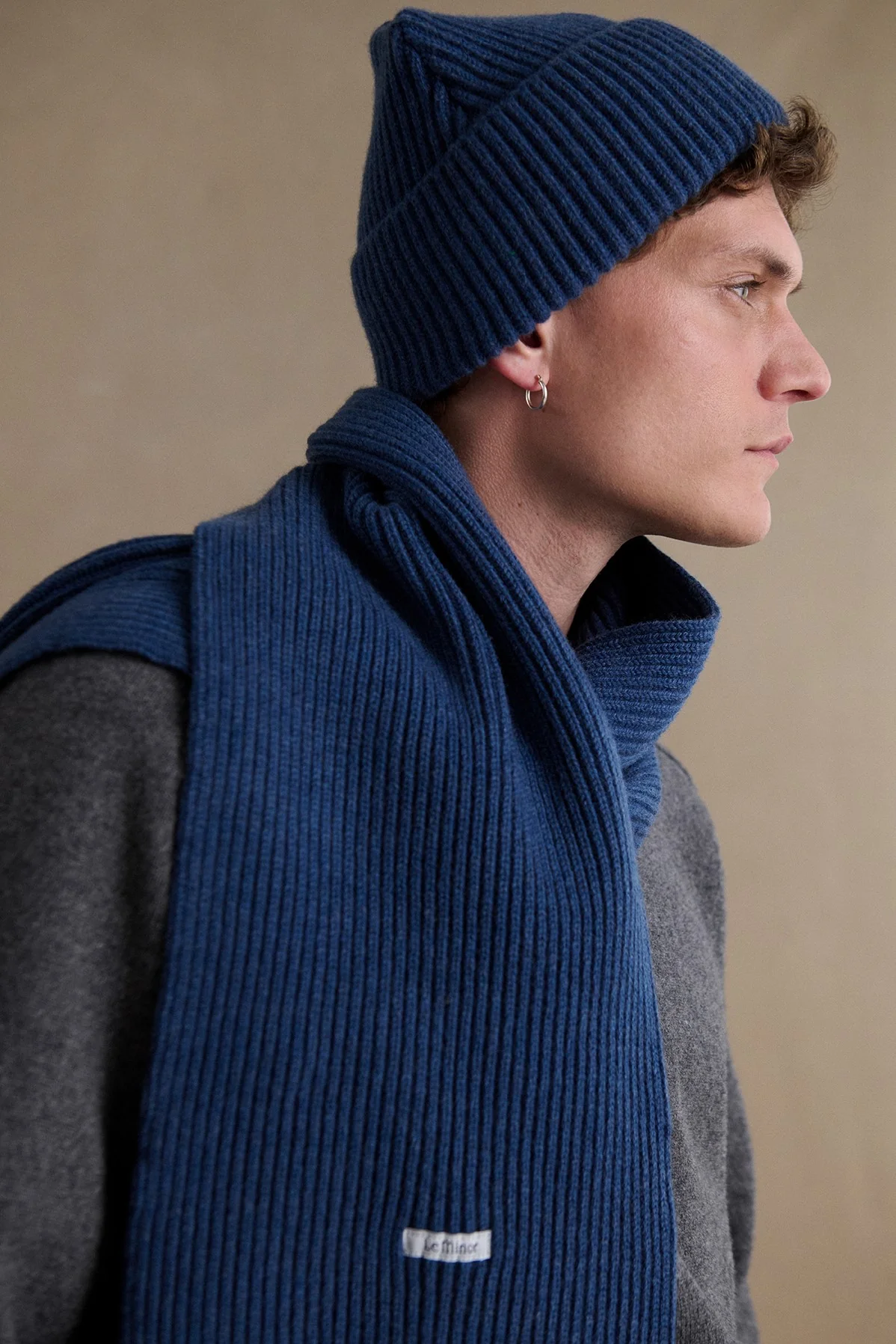 Écharpe à côtes extra doux mixte bleu denim - Image 2