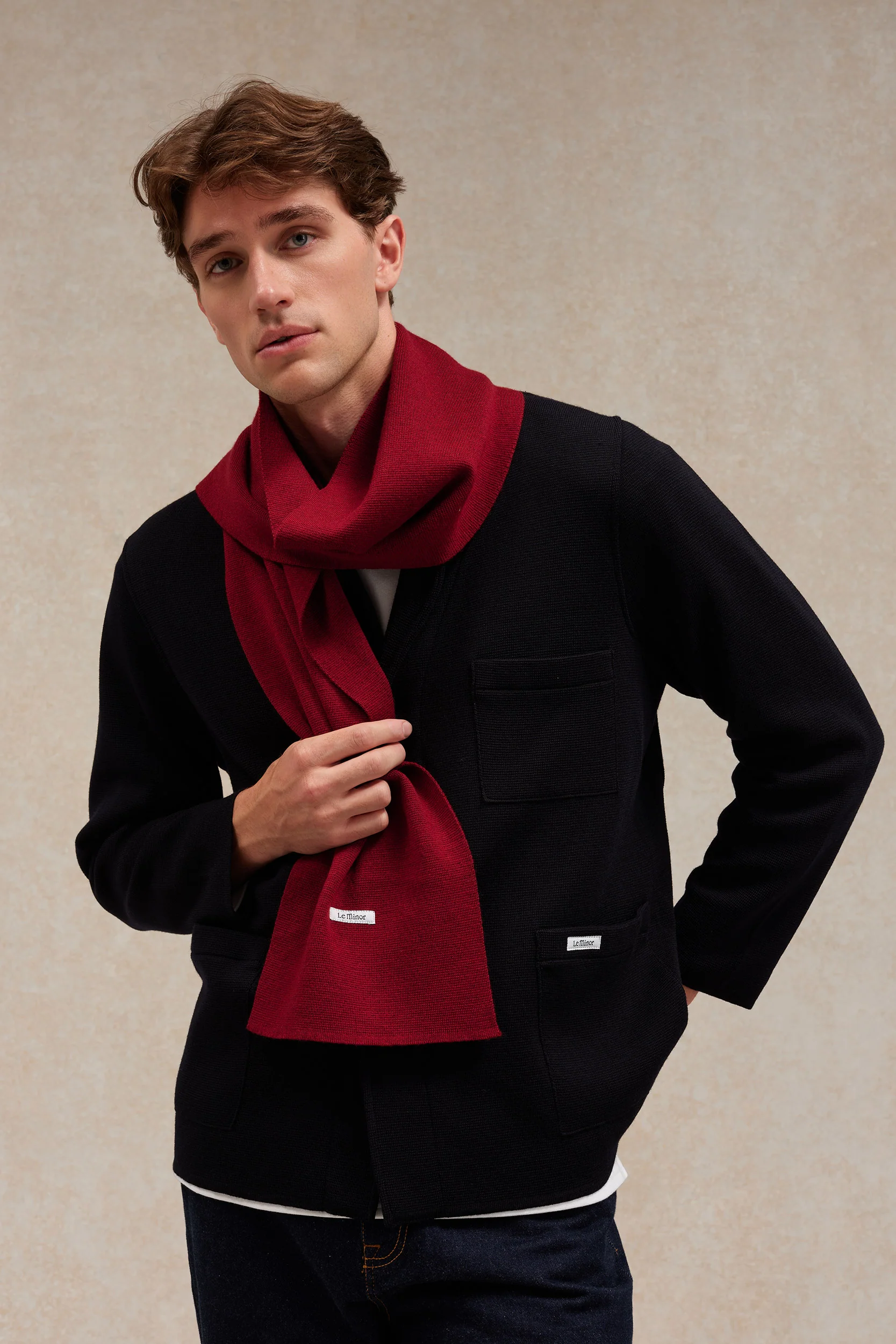 Écharpe fine mixte bordeaux en maille Milano - Image 4