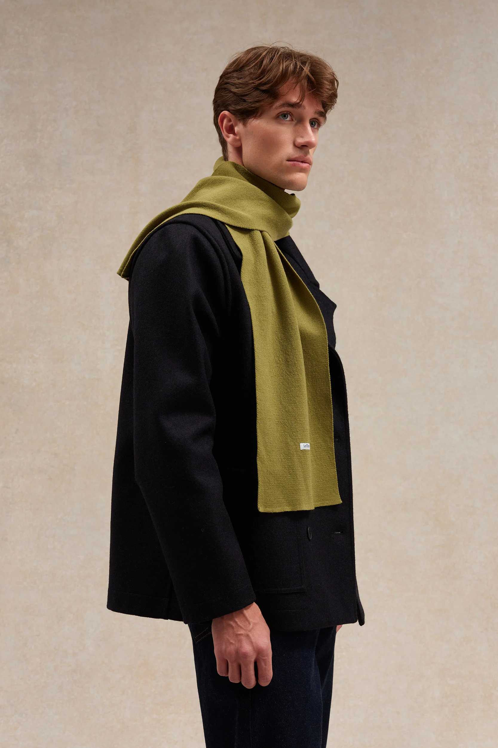 Écharpe fine mixte olive acide en maille Milano - Image 5