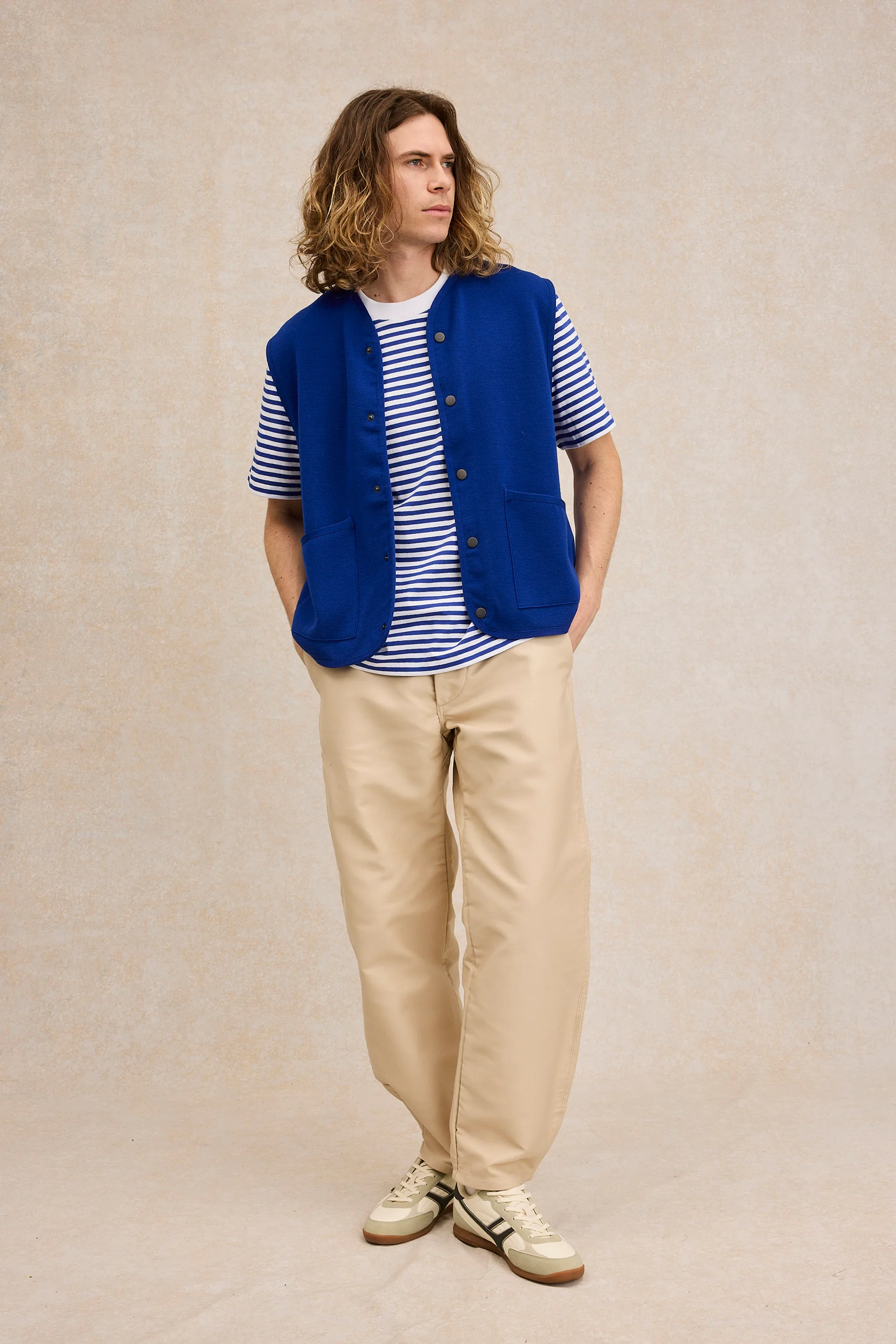 Gilet sans manches à pression bleu roi pour homme - Image 3