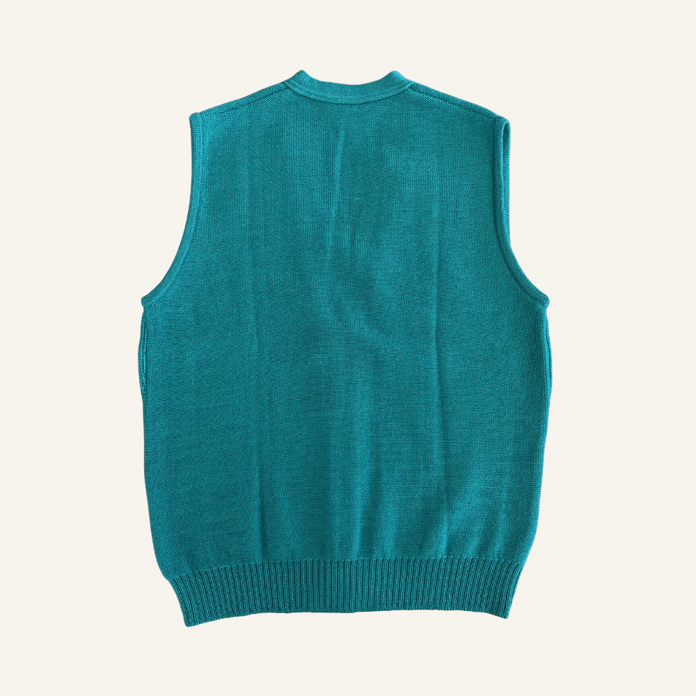 Gilet sans manches bleu en laine vierge pour femme - Seconde main - Image 2