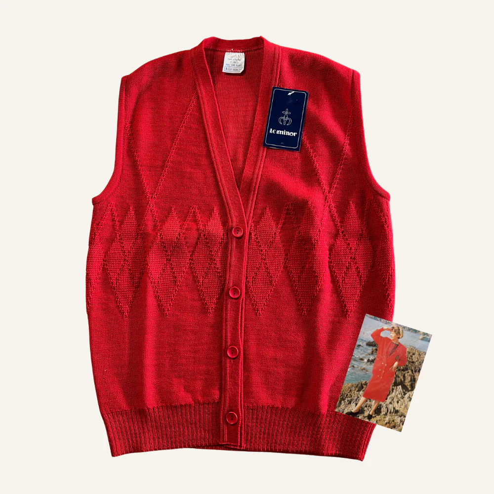 Gilet sans manches rouge en laine vierge pour femme - Seconde main