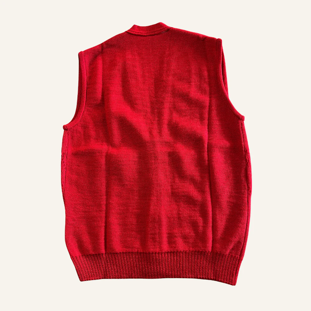 Gilet sans manches rouge en laine vierge pour femme - Seconde main - Image 2
