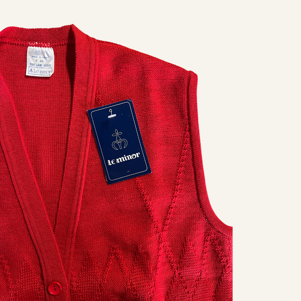 Gilet sans manches rouge en laine vierge pour femme - Seconde main - Image 3