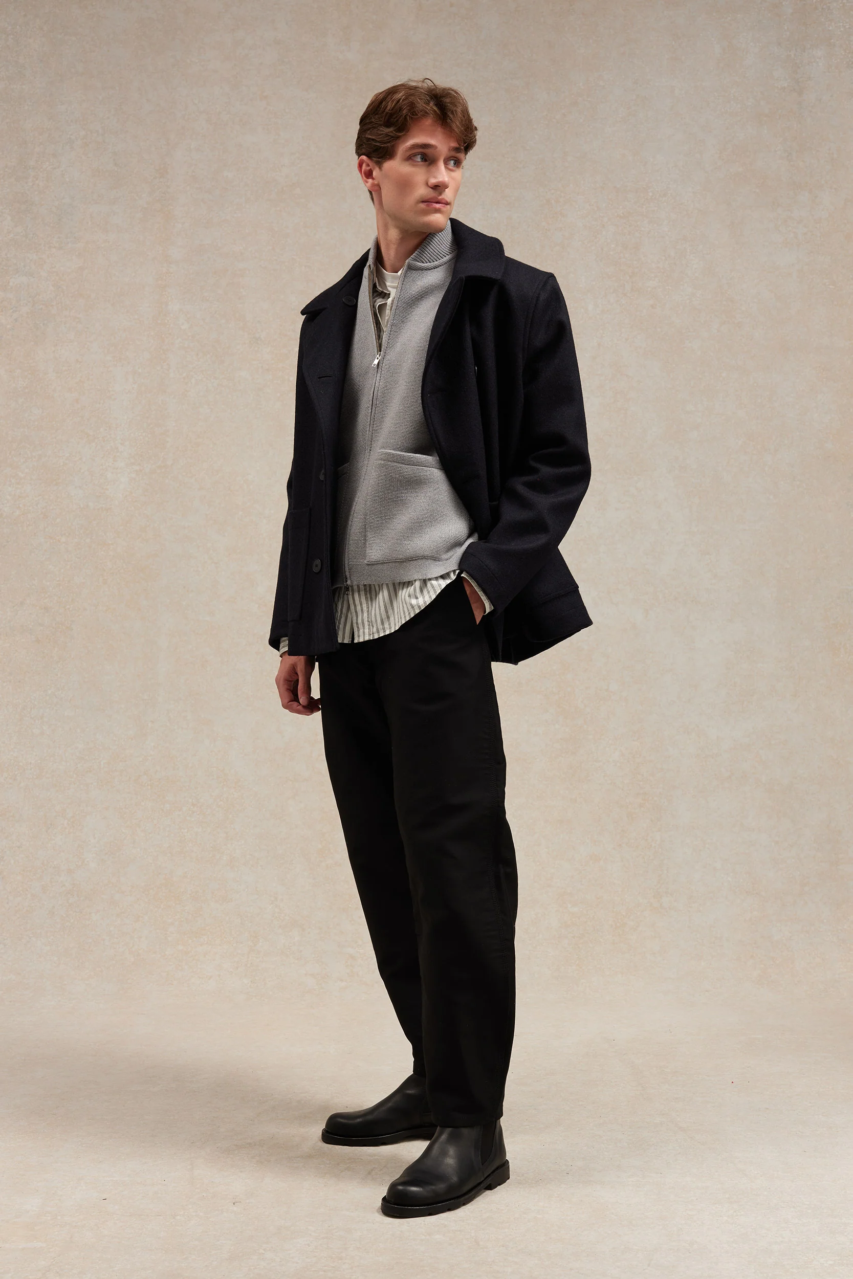 Gilet zippé gris chiné Milano pour homme - Image 3