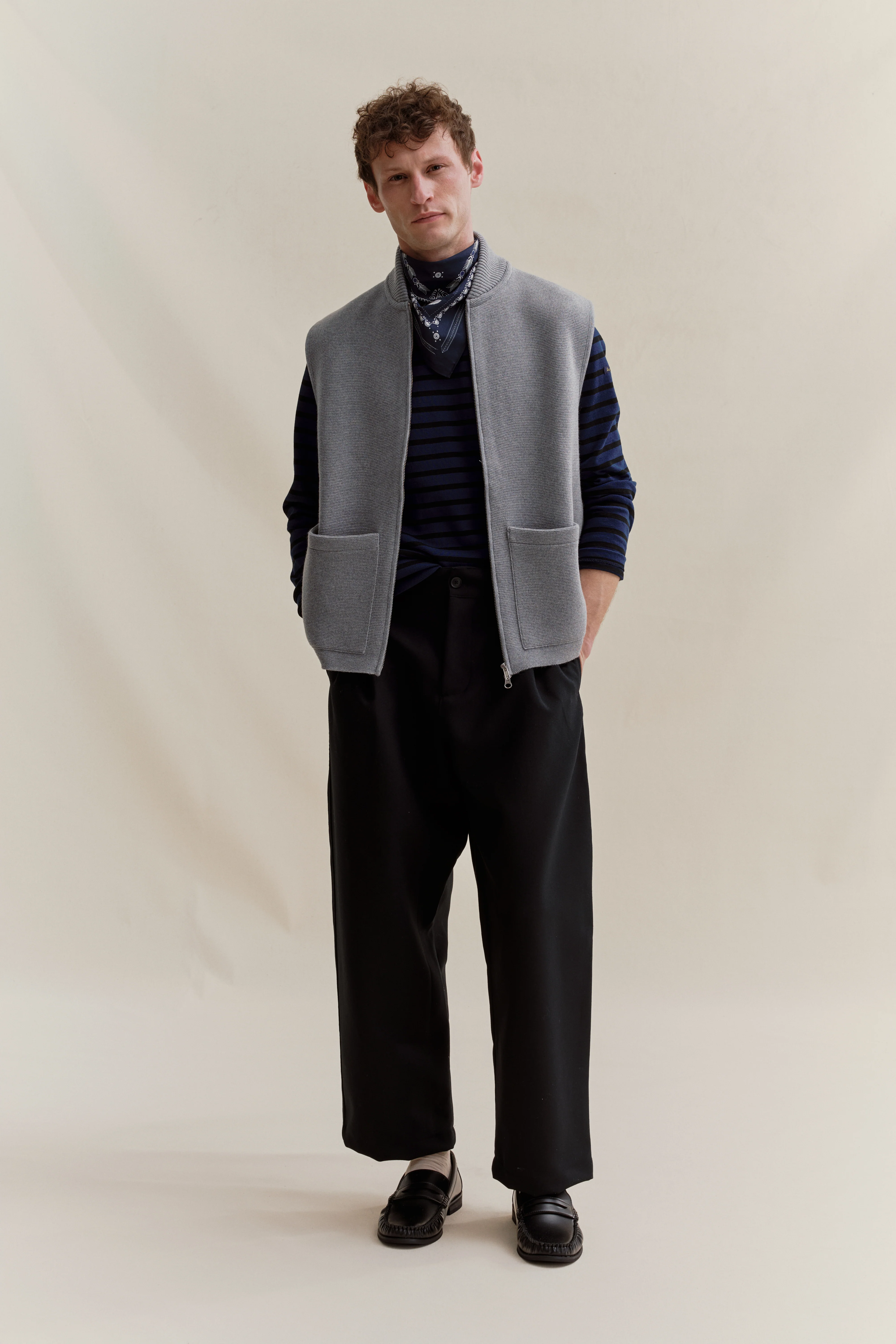 Gilet zippé gris chiné Milano pour homme - Image 6