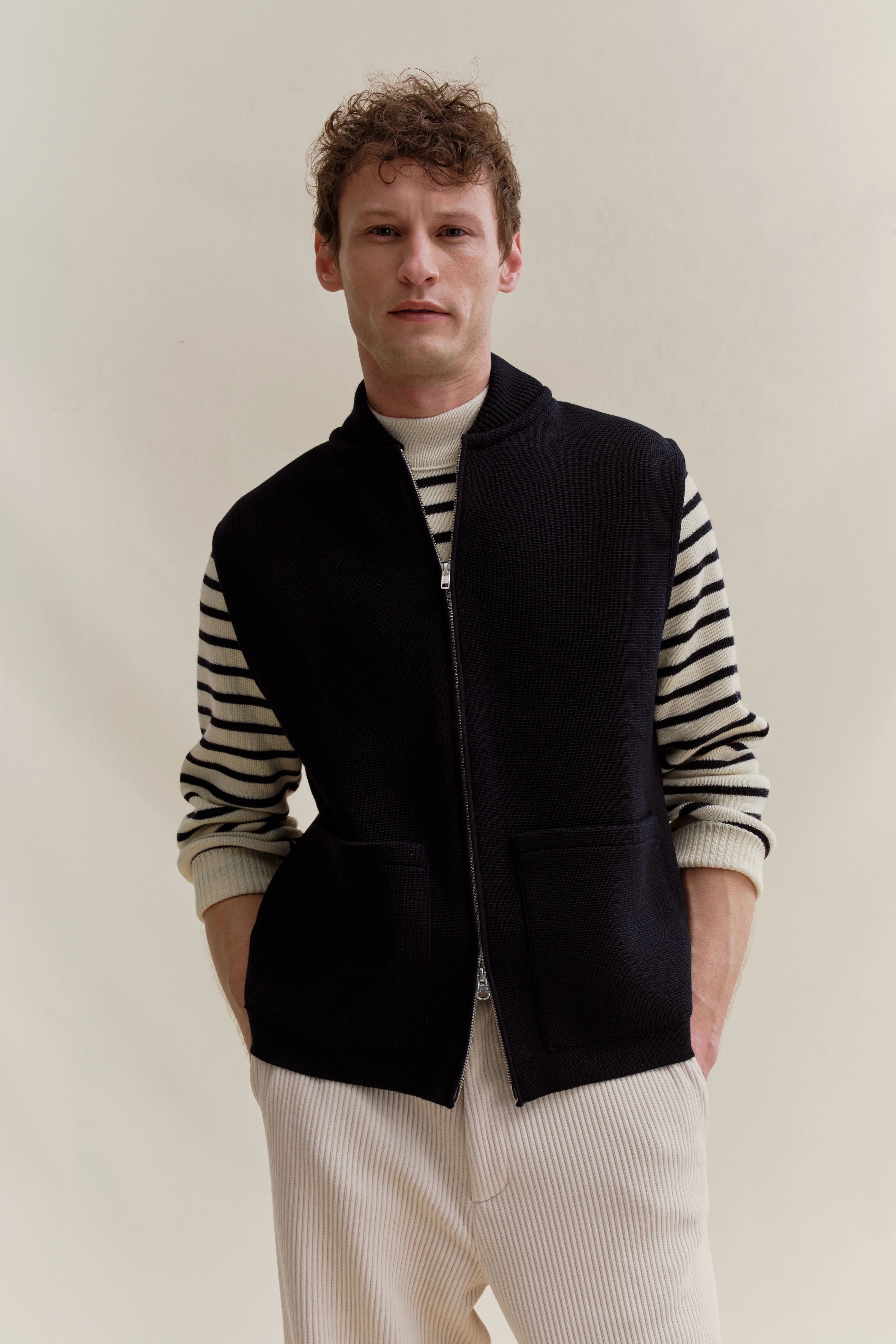 Gilet zippé marine Milano pour homme - Image 5