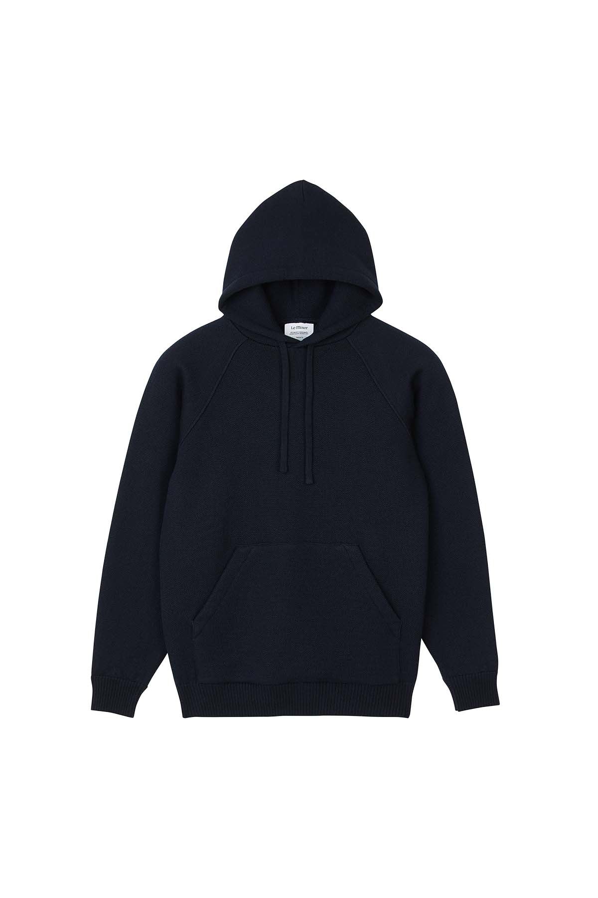 Hoodie bleu marine en laine mérinos pour homme - Image 3