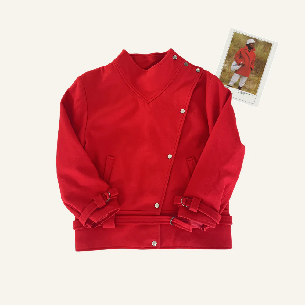 Manteau court rouge en laine pour femme - Seconde main - Image 2