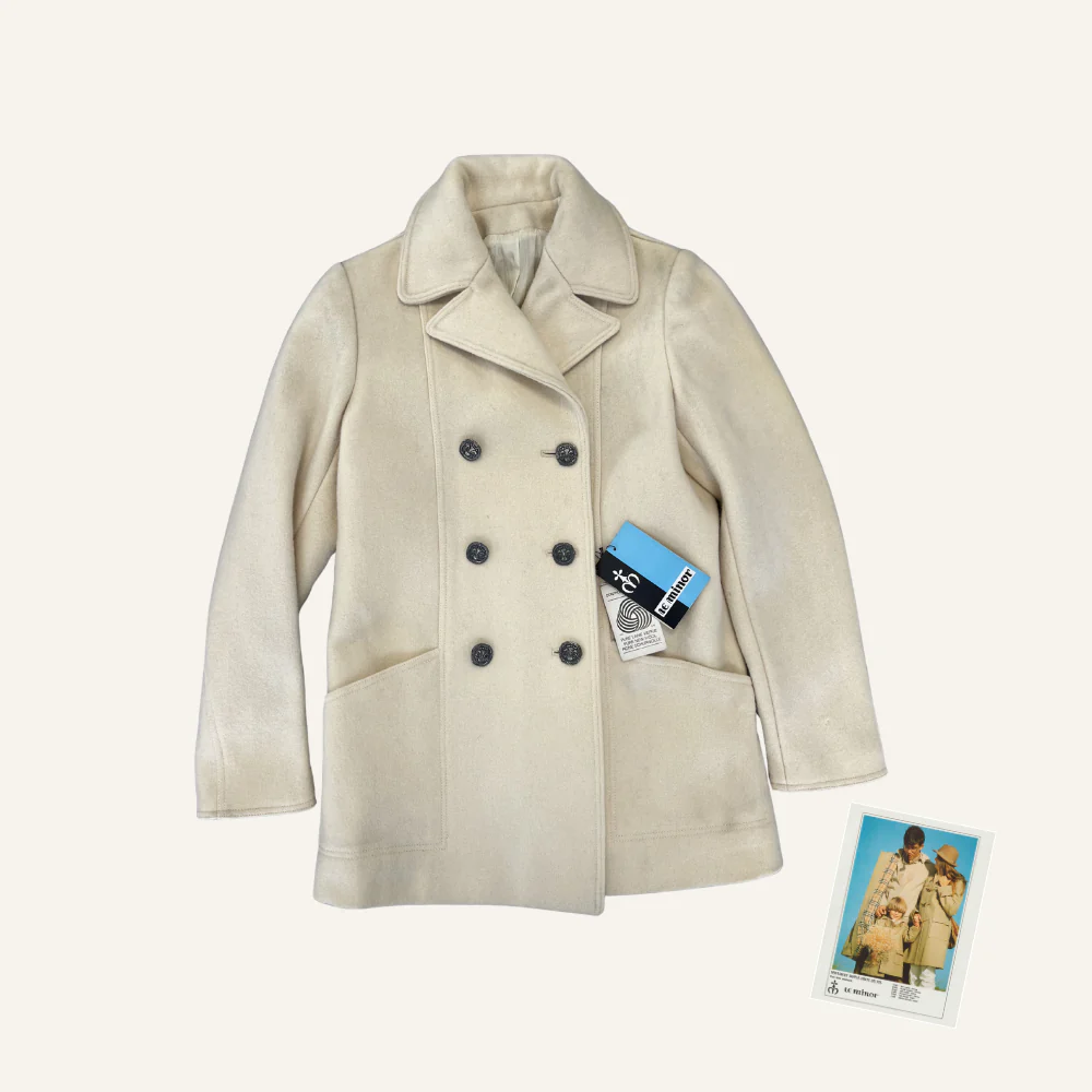 Manteau enfant écru en laine à double boutonnage - Seconde main