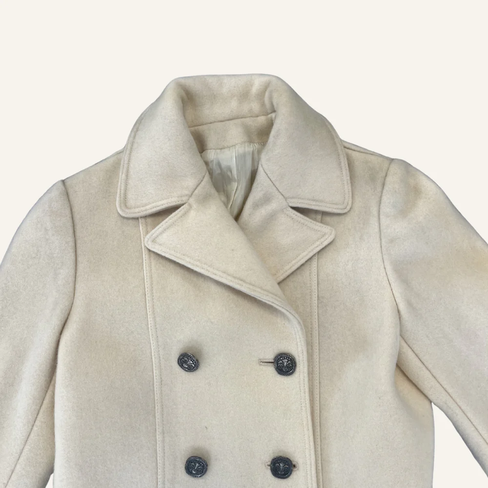 Manteau enfant écru en laine à double boutonnage - Seconde main - Image 3
