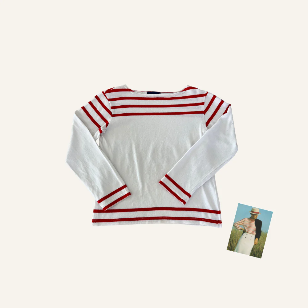 Marinière blanche et rouge pour femme - Seconde main