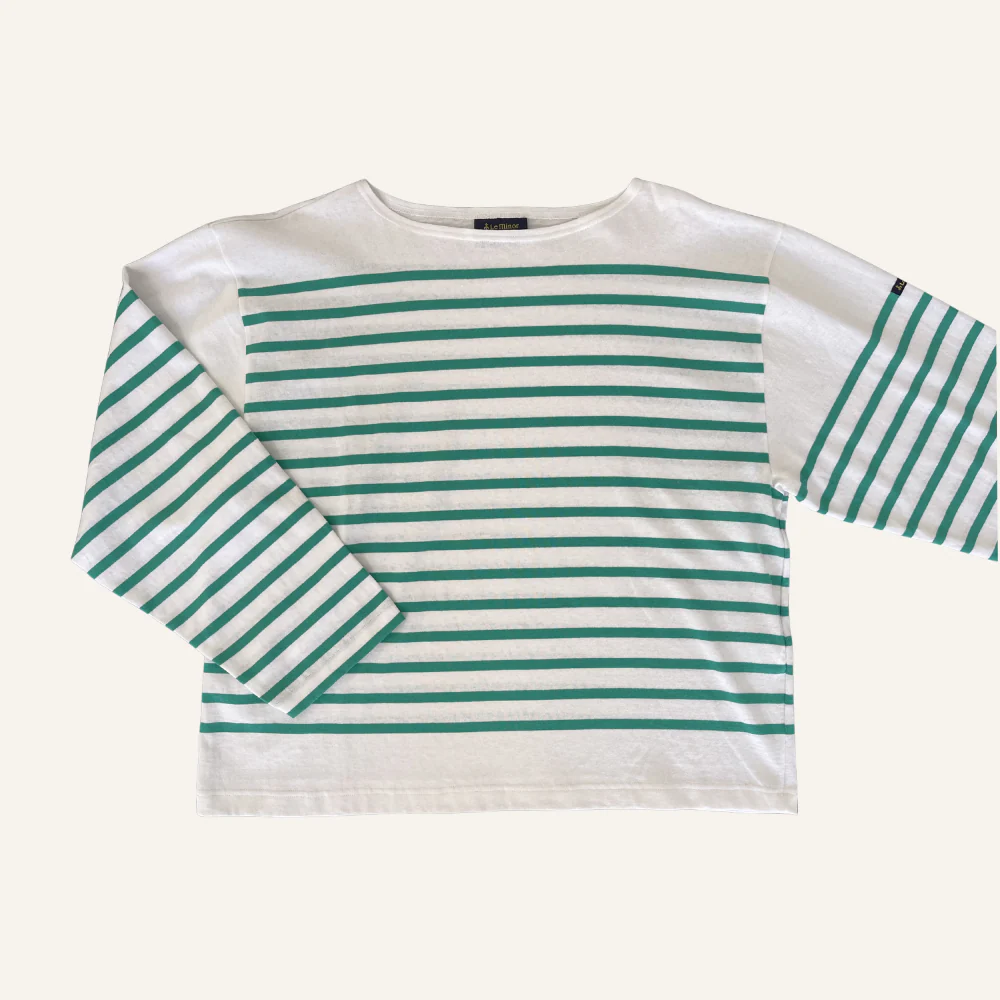 Marinière blanche et verte en coton pour femme - Seconde main - Image 2