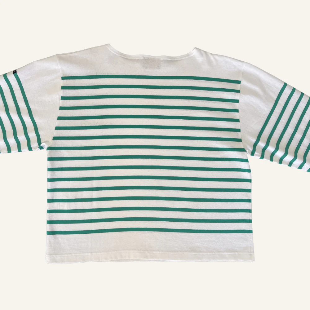 Marinière blanche et verte en coton pour femme - Seconde main - Image 3