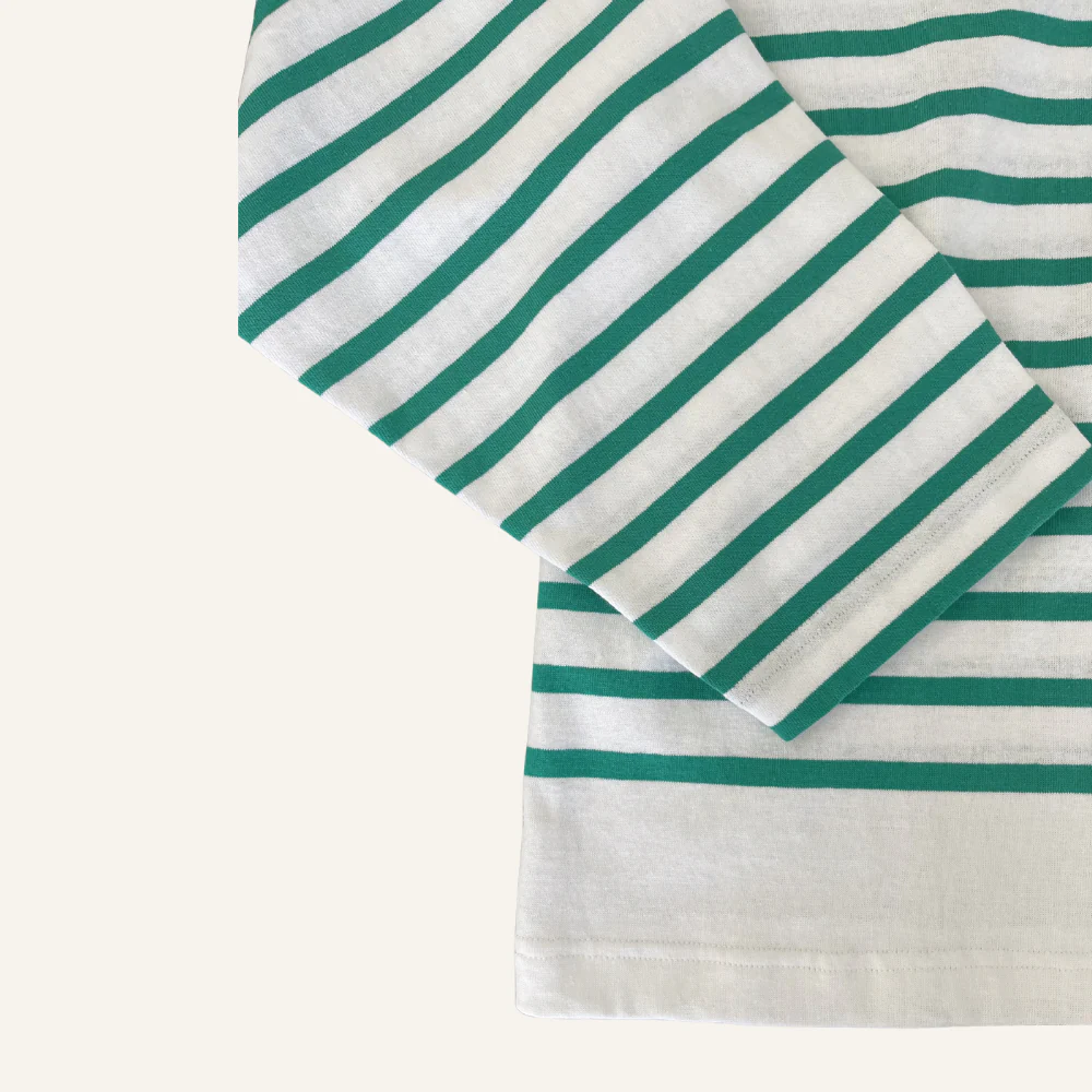 Marinière blanche et verte en coton pour femme - Seconde main - Image 4