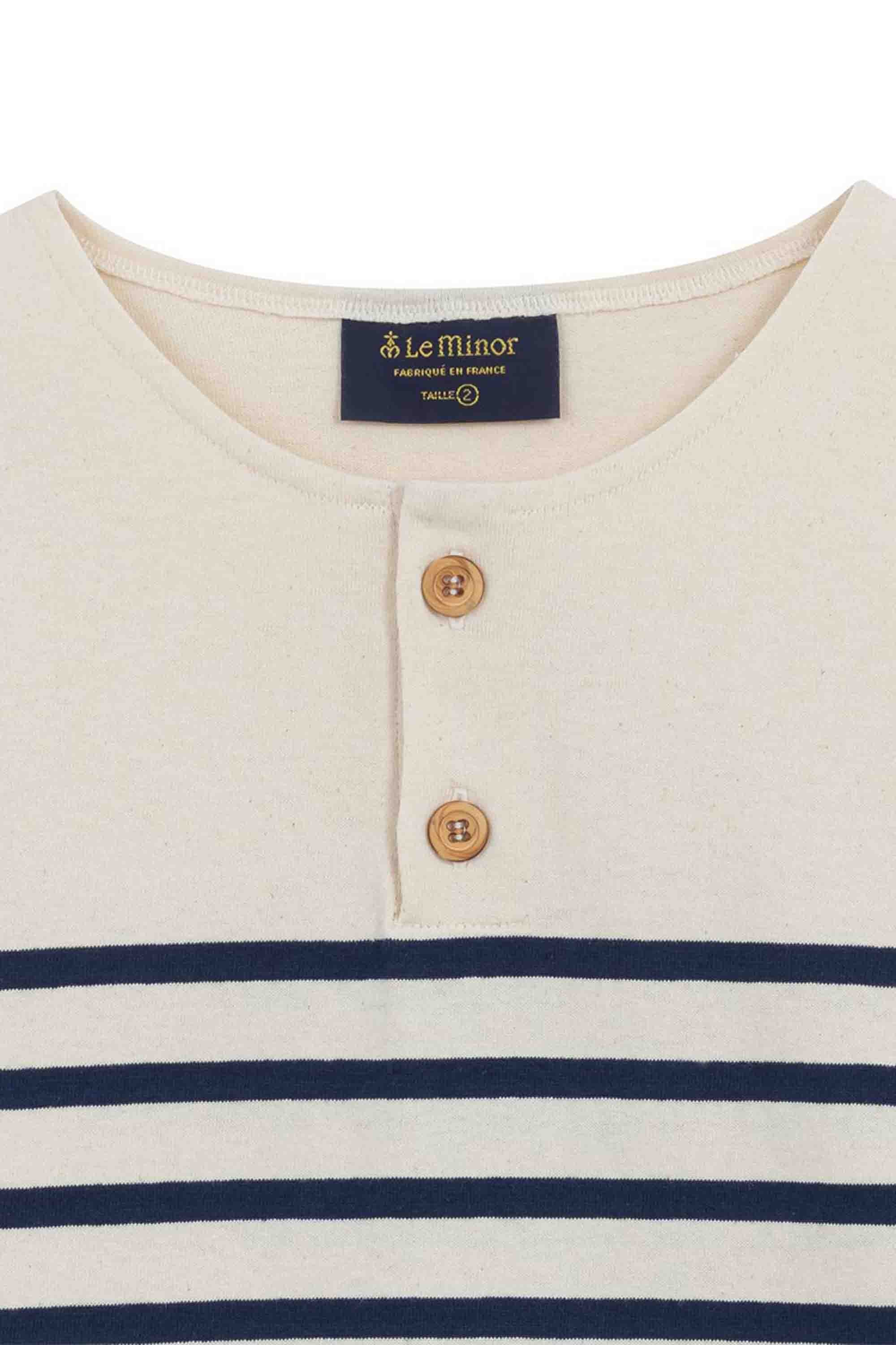 Marinière Marine Nationale col boutonné écru et marine pour homme - Image 8