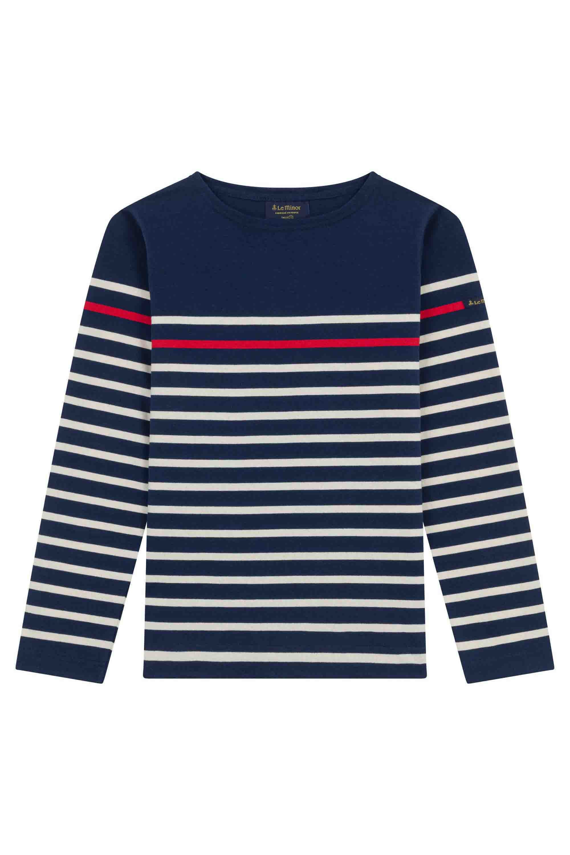 Marinière originale bleu marine avec rayure rouge pour femme - Image 4