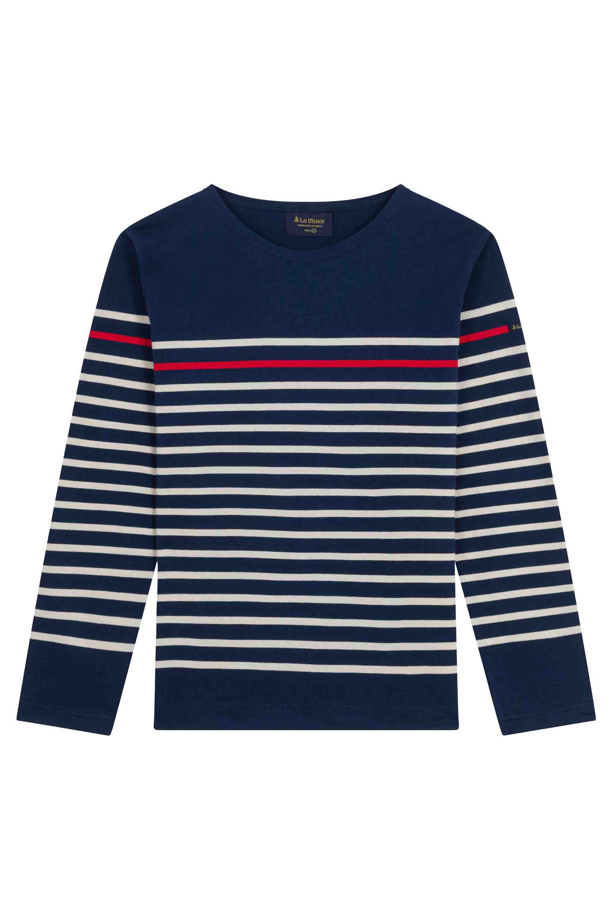 Marinière originale bleu marine avec rayure rouge pour homme - Image 4