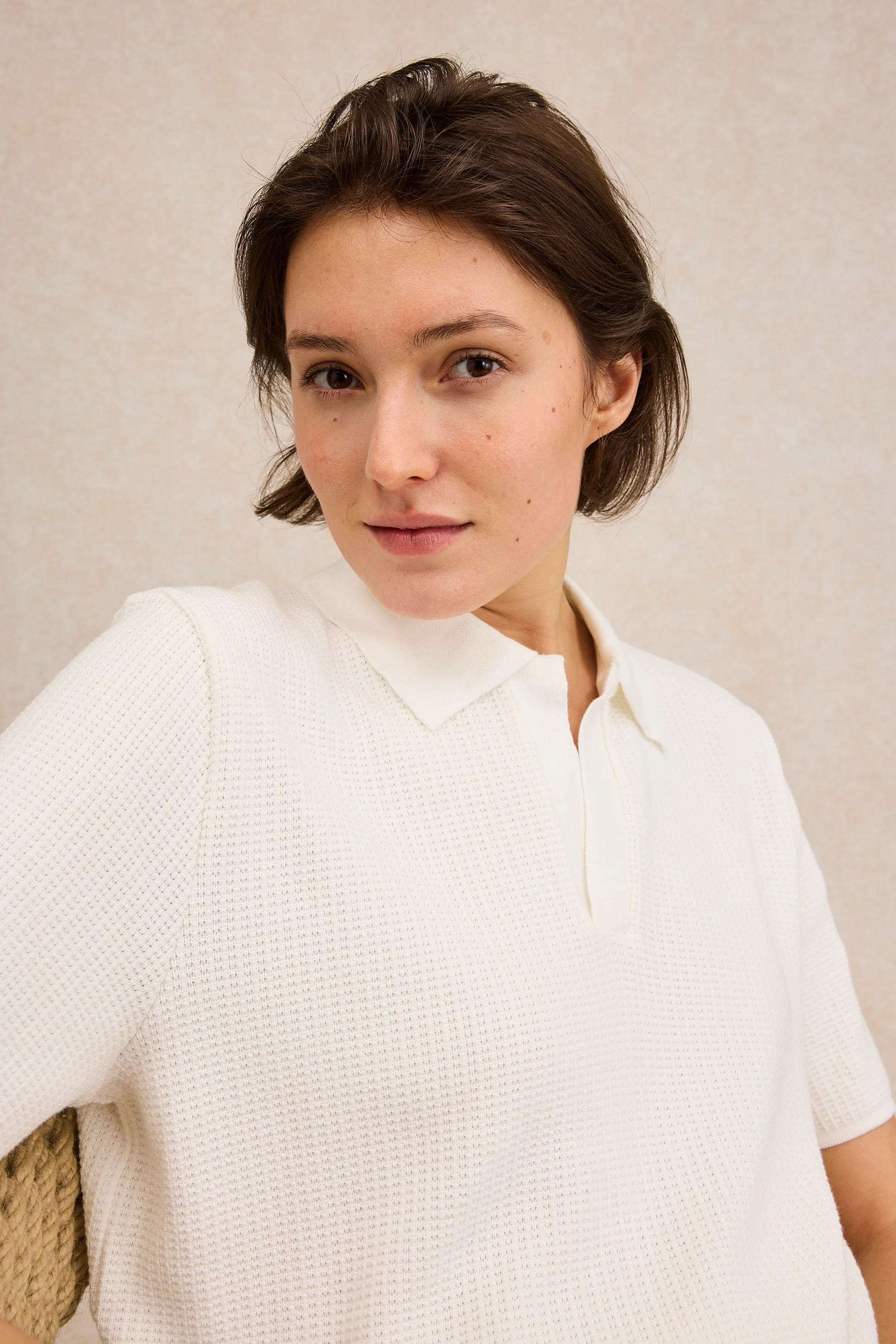 Polo en maille écru pour femme - Image 2