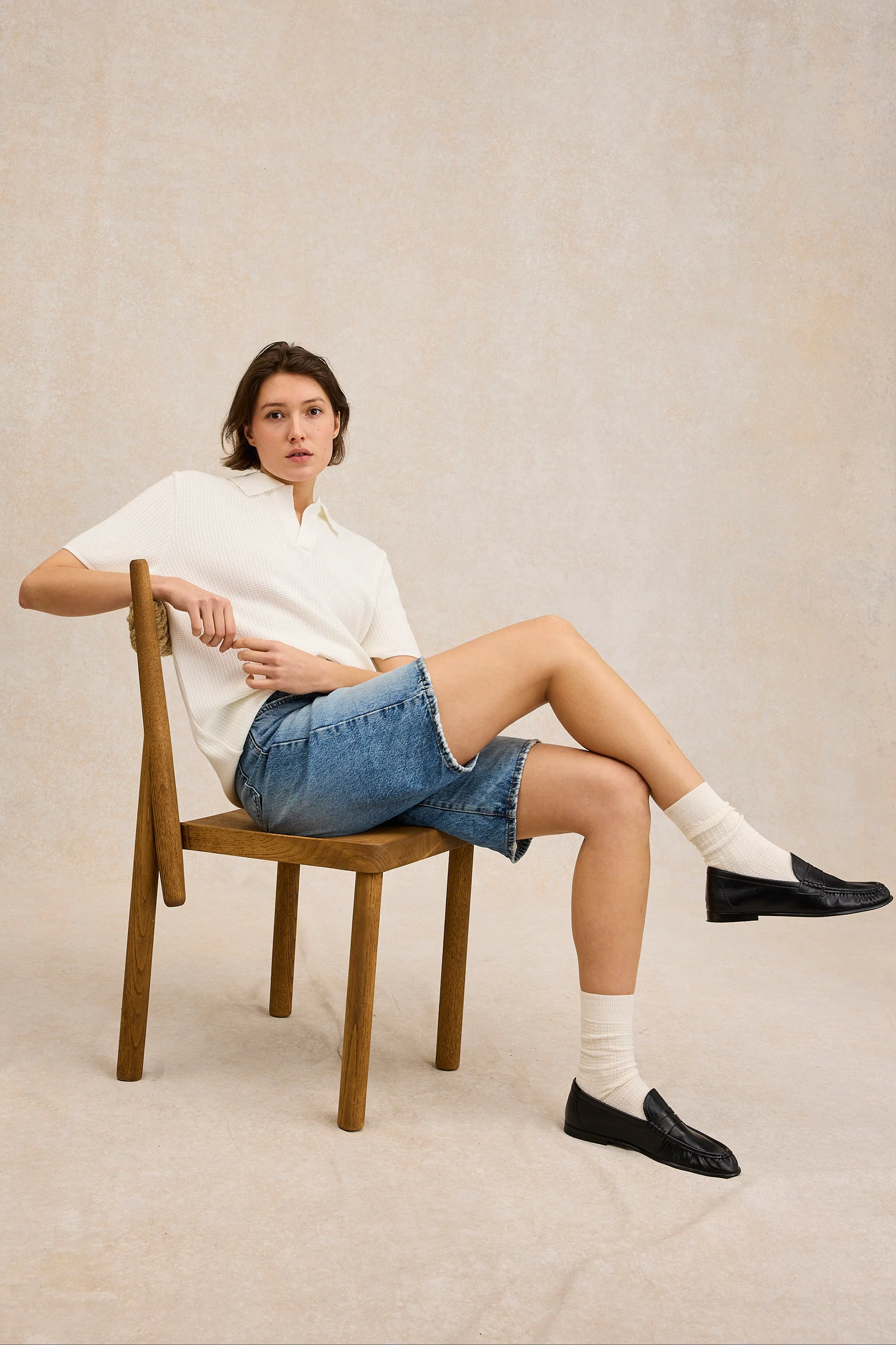 Polo en maille écru pour femme - Image 4