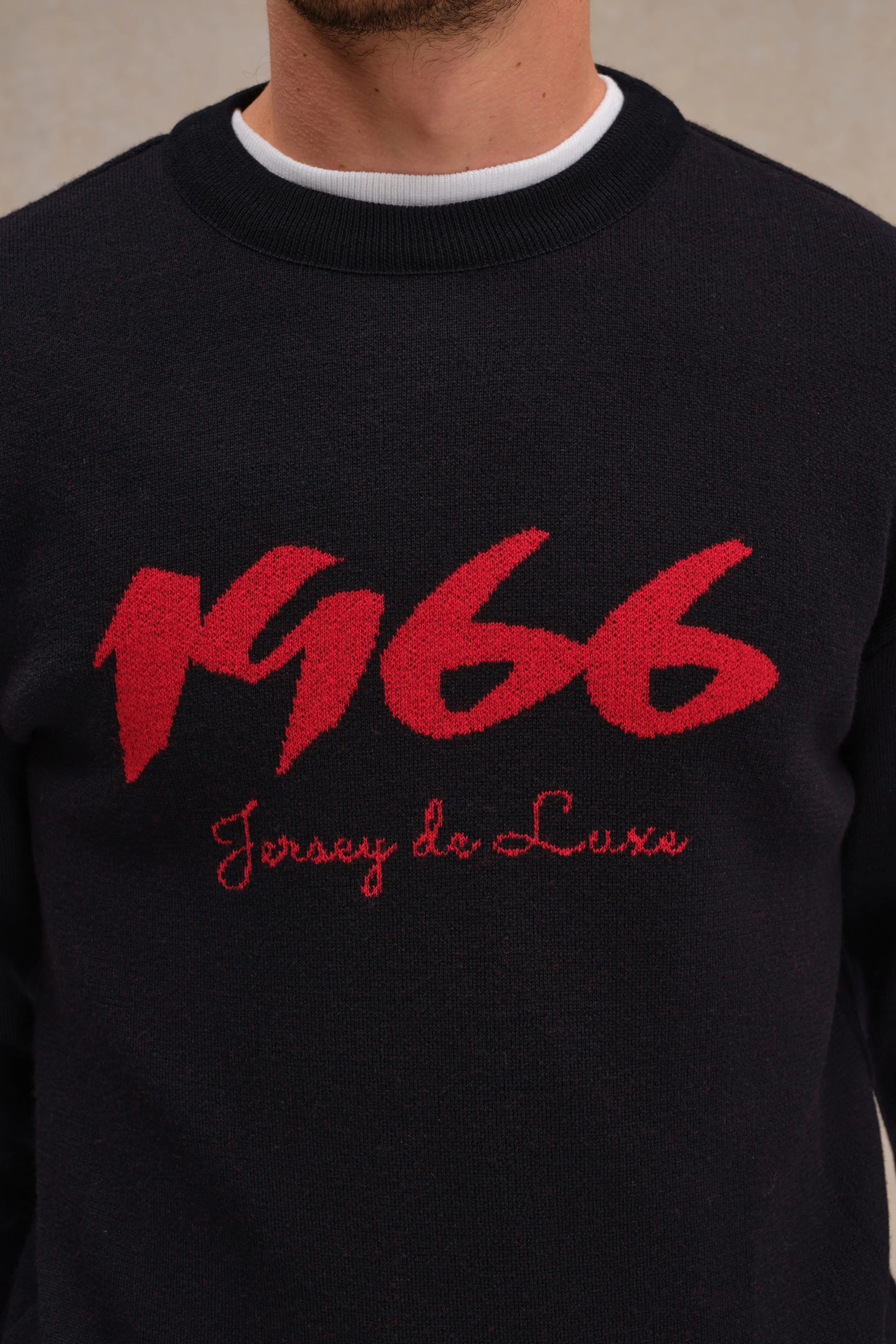 Pull 1966 marine et rouge pour homme - Image 2