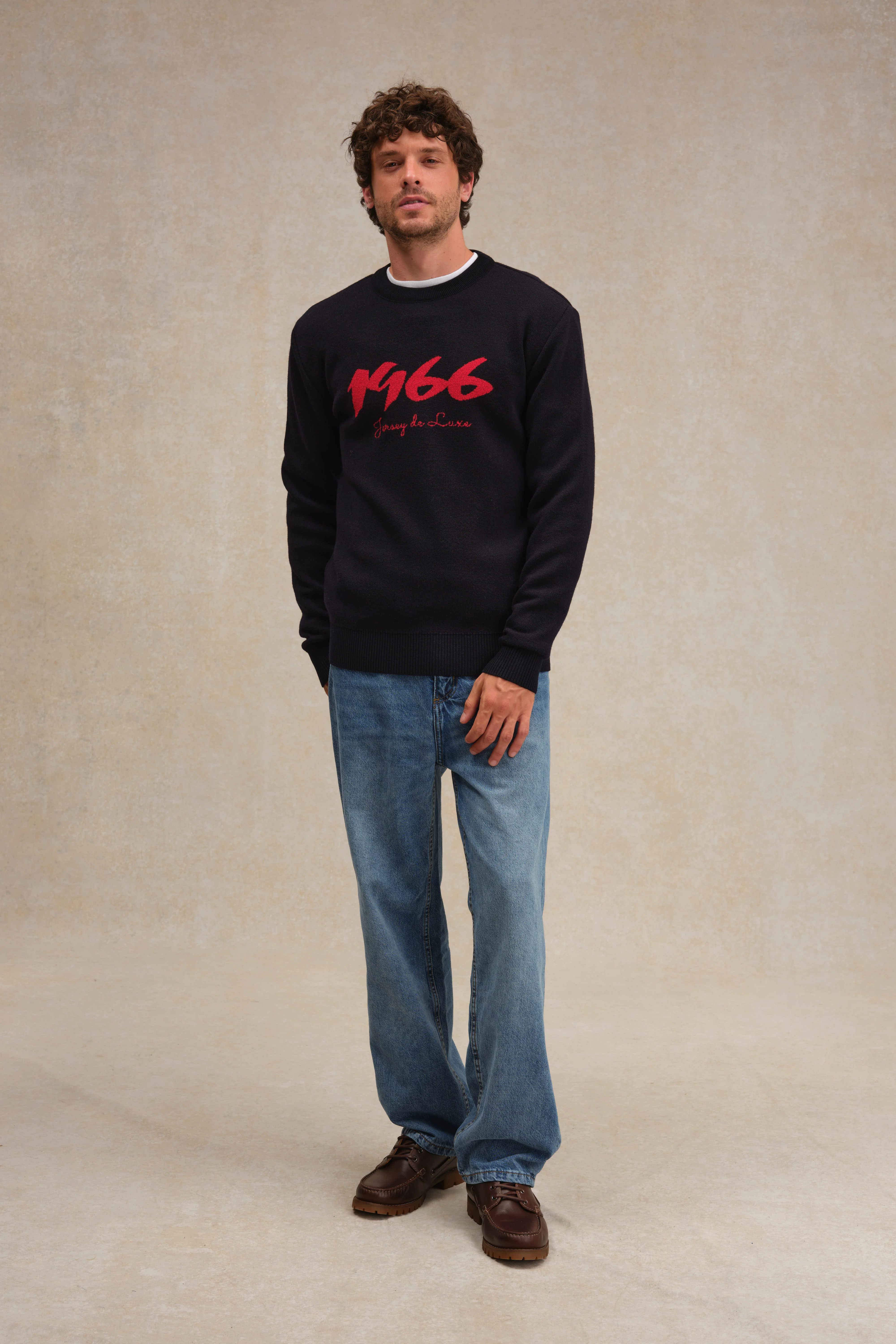 Pull 1966 marine et rouge pour homme - Image 3