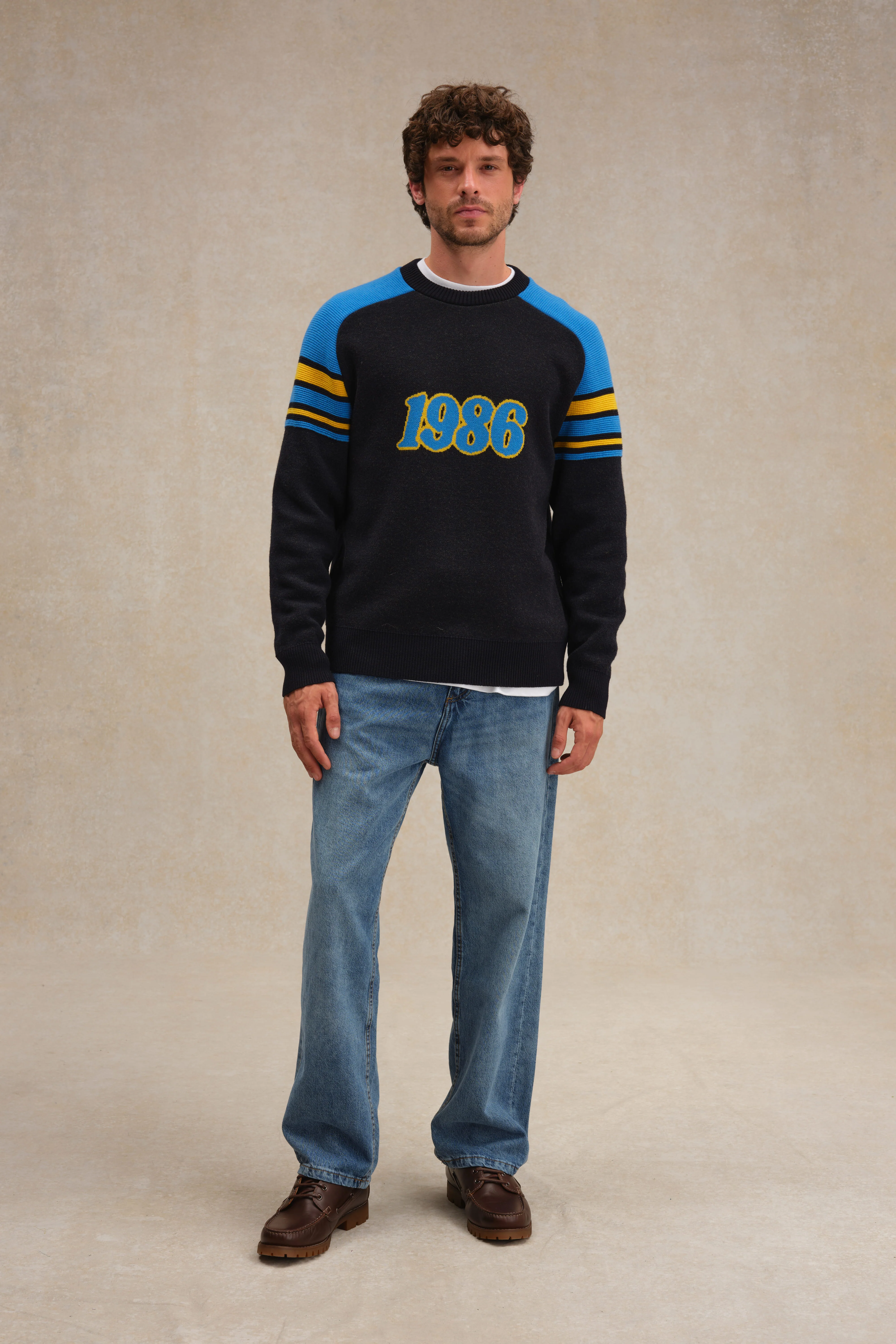 Pull 1986 bleu et jaune pour homme - Image 3
