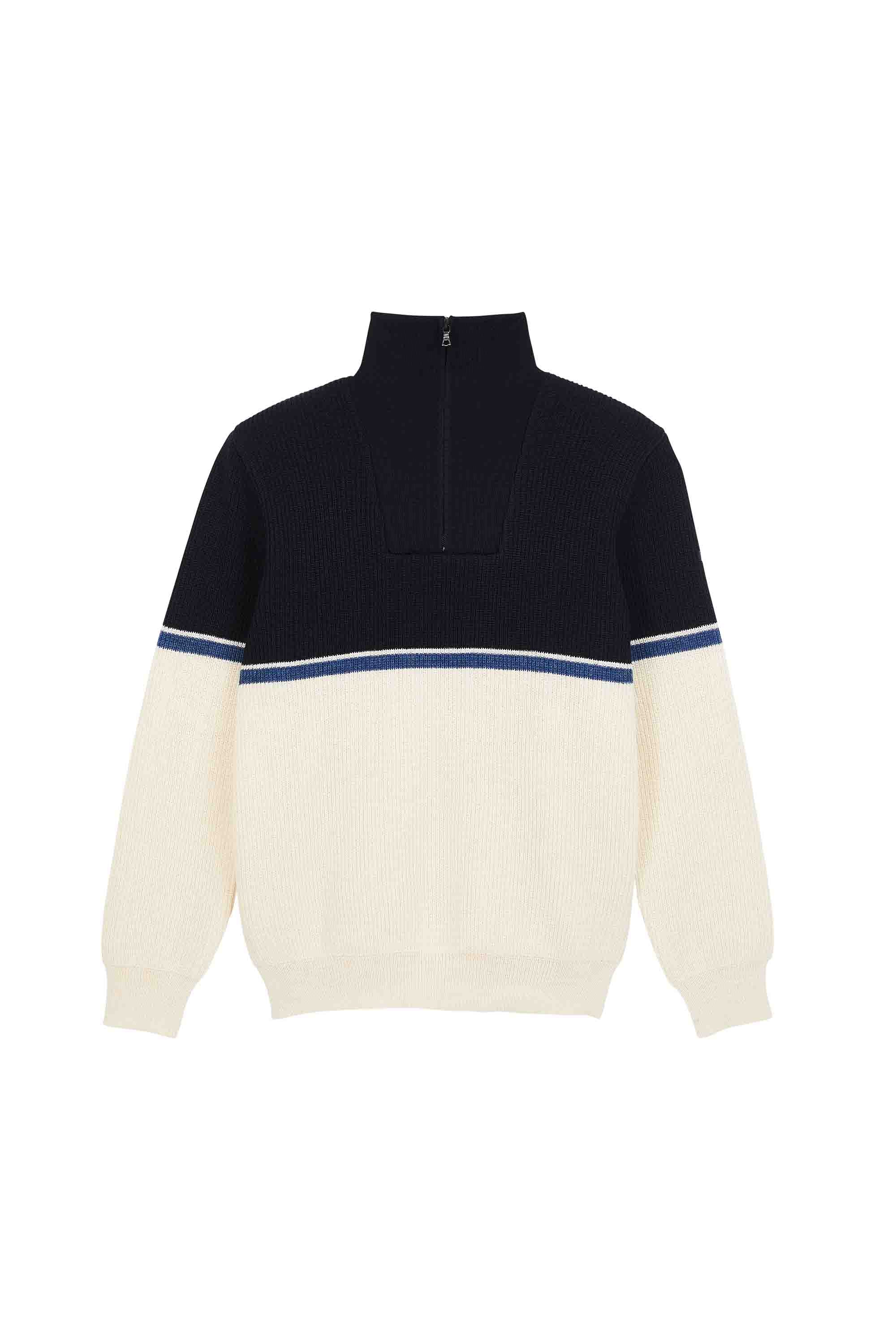 Pull camionneur écru et bleu marine pour homme - Image 4