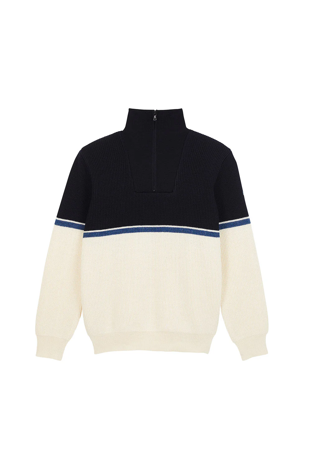 Pull camionneur écru et bleu marine pour femme - Image 4