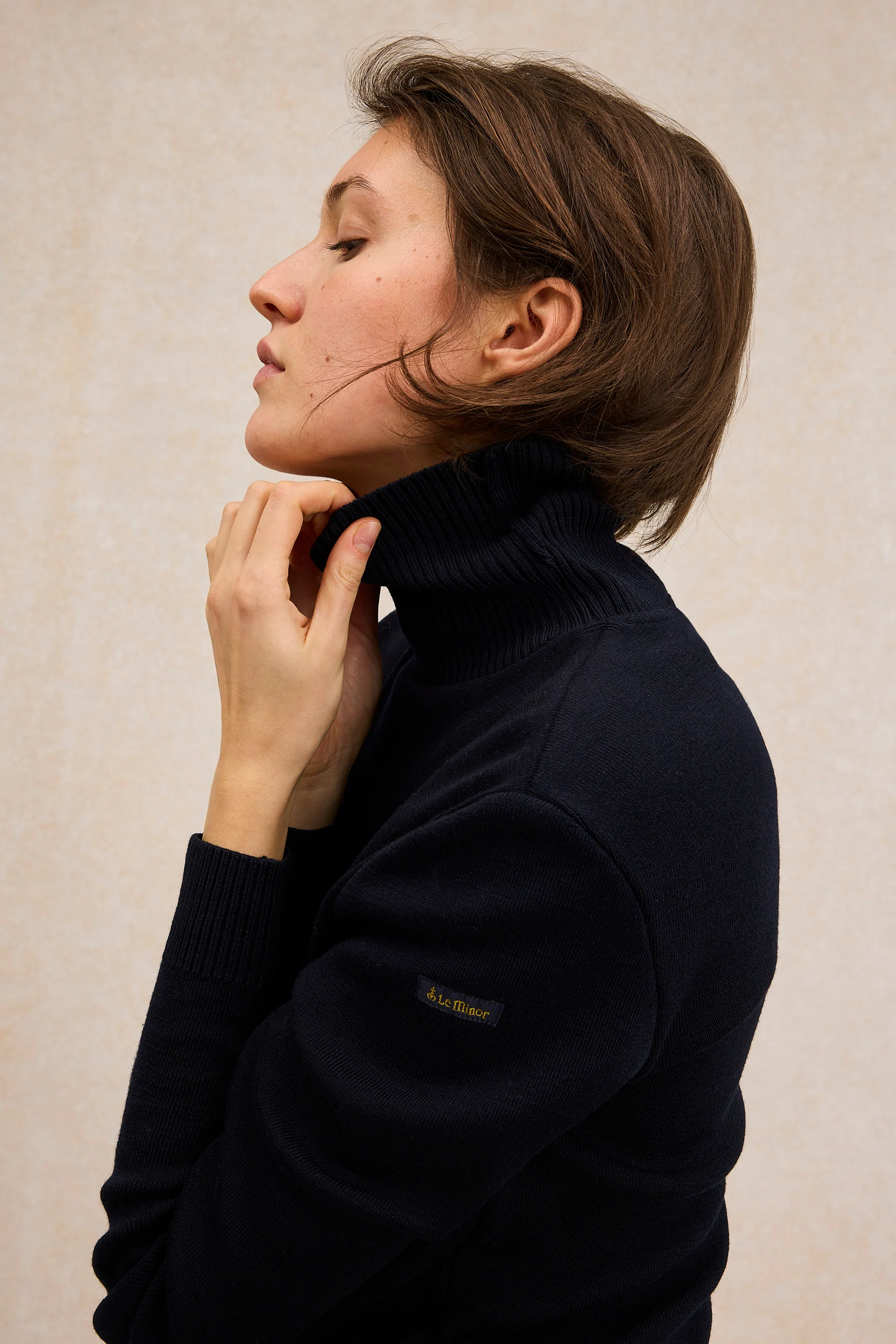 Pull col roulé Marine nationale bleu marine en laine mérinos pour femme - Image 2