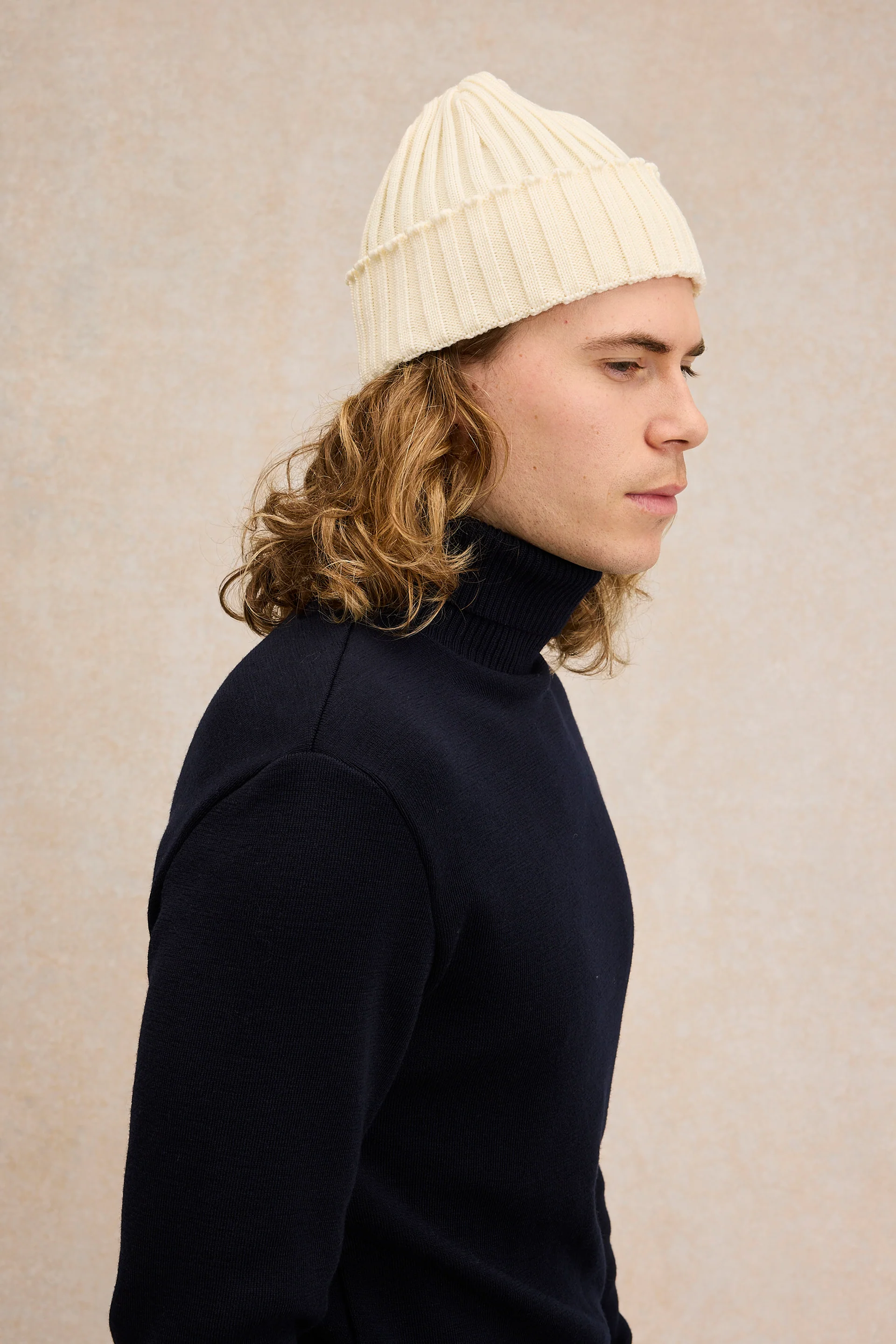 Pull col roulé Marine nationale bleu marine en laine mérinos pour homme - Image 3