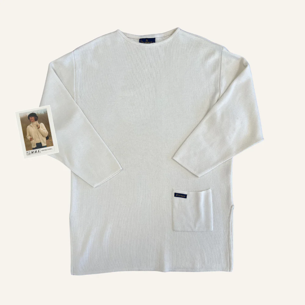 Pull écru col rond en laine pour femme - Seconde main