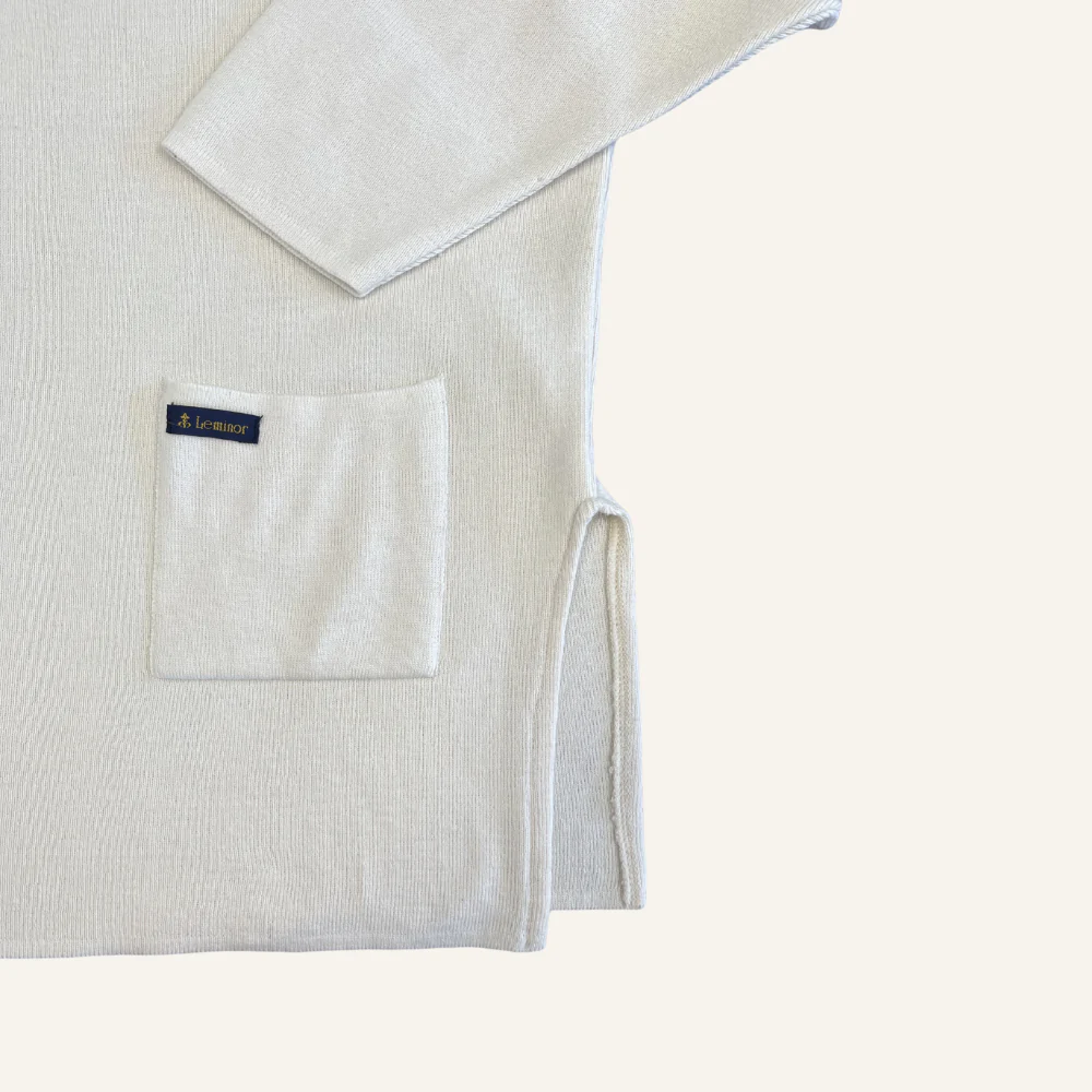 Pull écru col rond en laine pour femme - Seconde main - Image 3