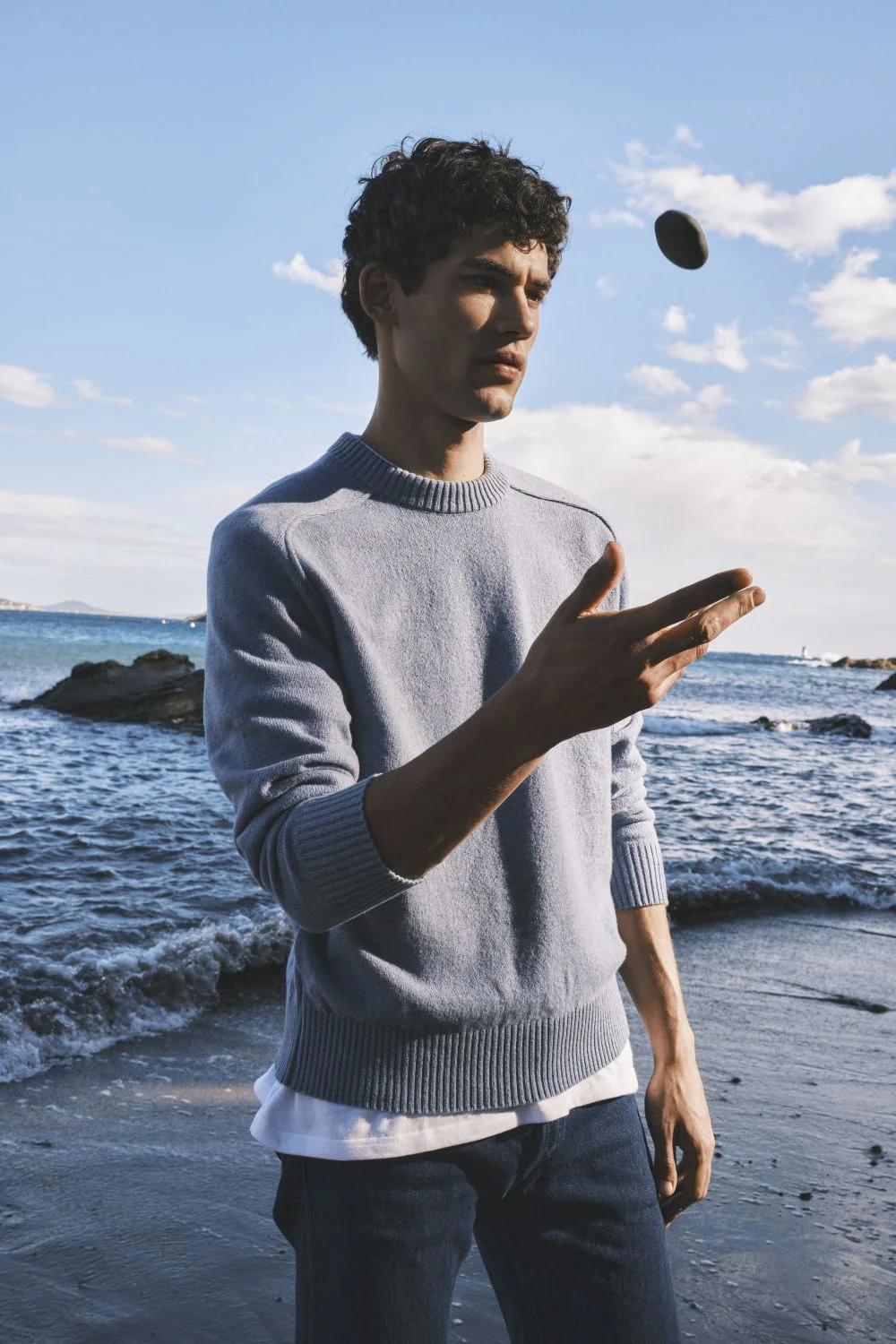 Pull homme col rond bleu orage - Image 2
