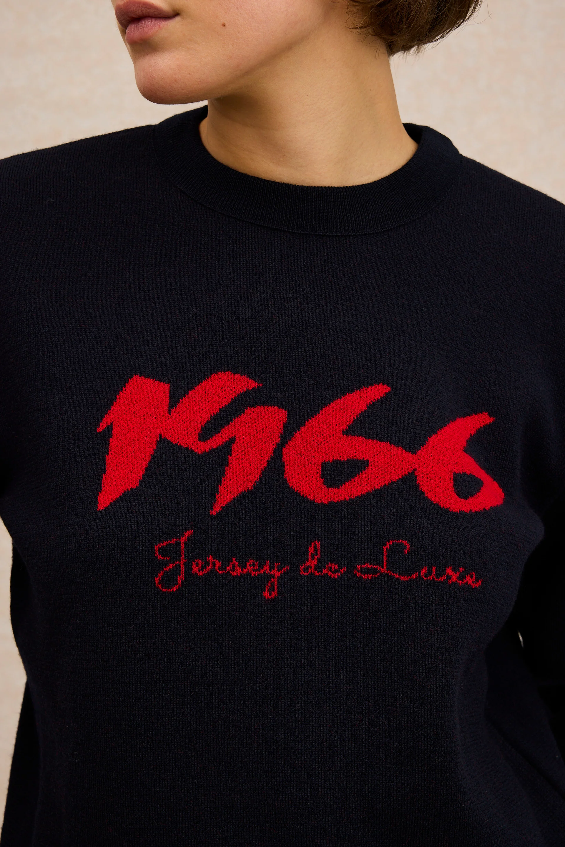 Pull 1966 marine et rouge pour femme - Image 2