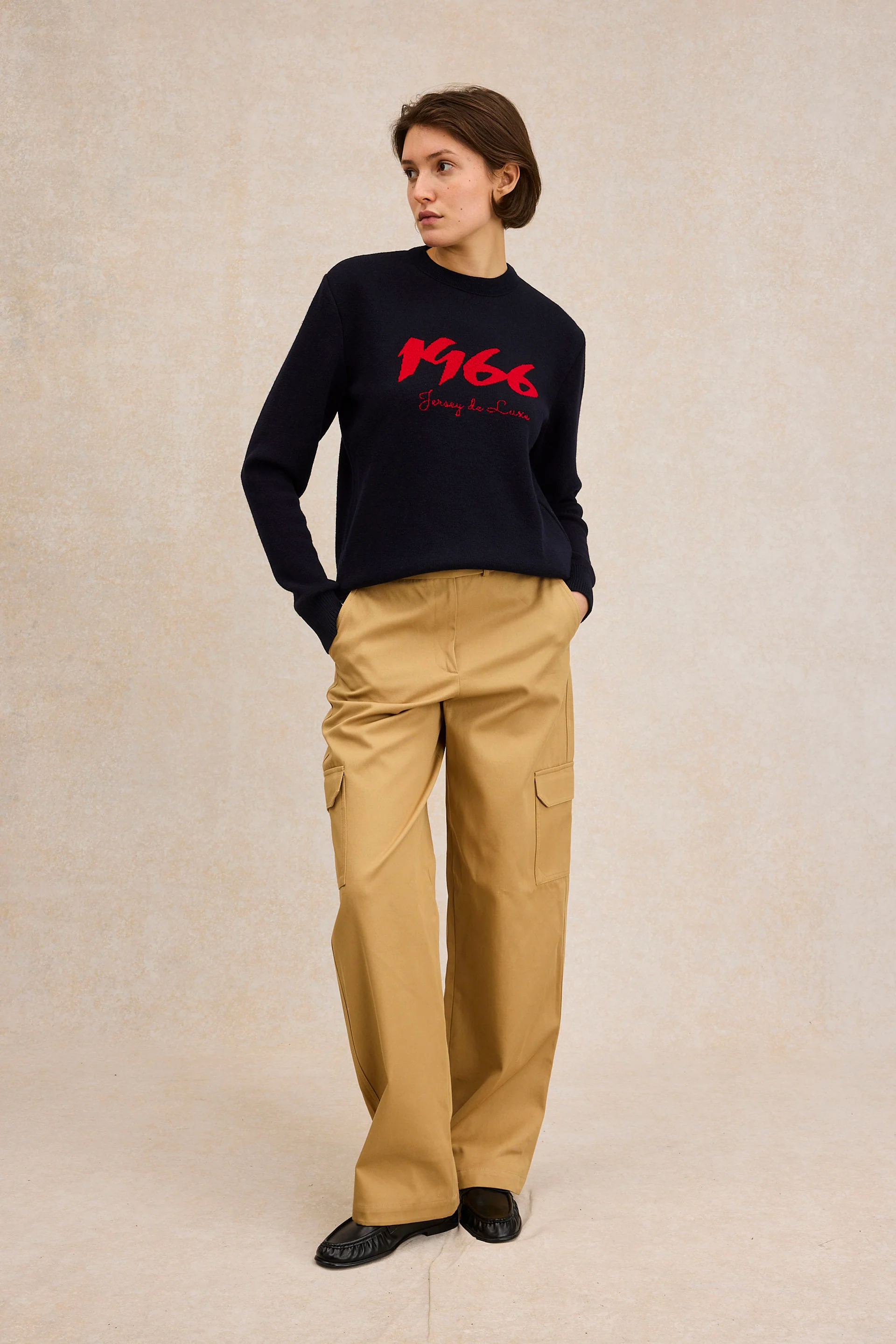 Pull 1966 marine et rouge pour femme - Image 3