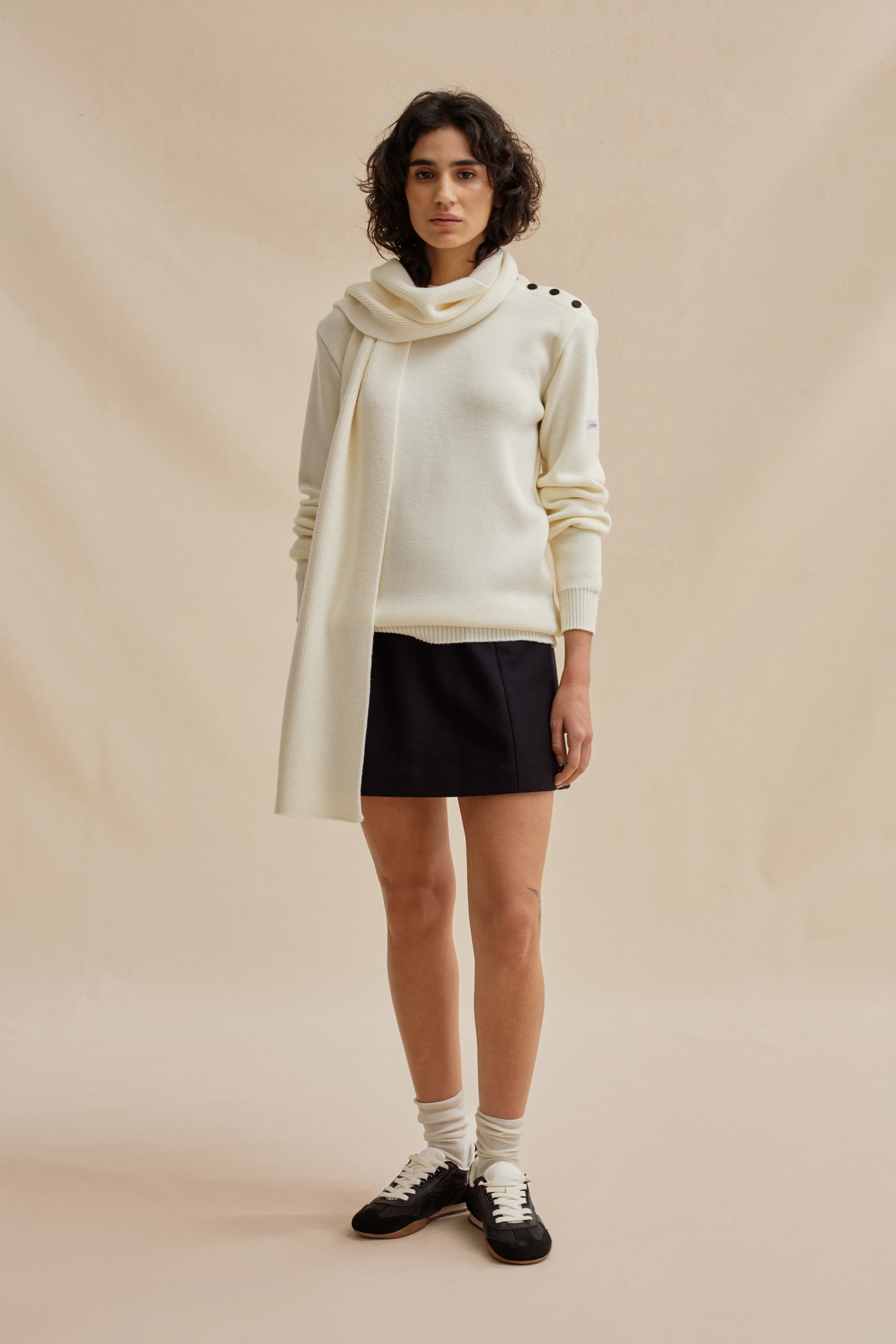 Pull marin ample écru en laine mérinos pour femme - Image 3