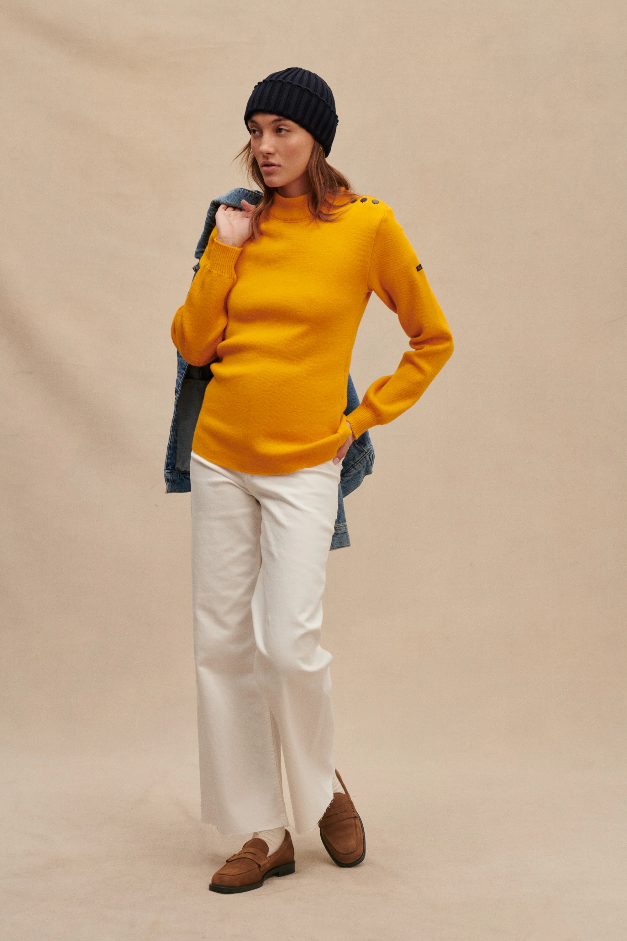 Pull marin jaune pour femme - Image 3