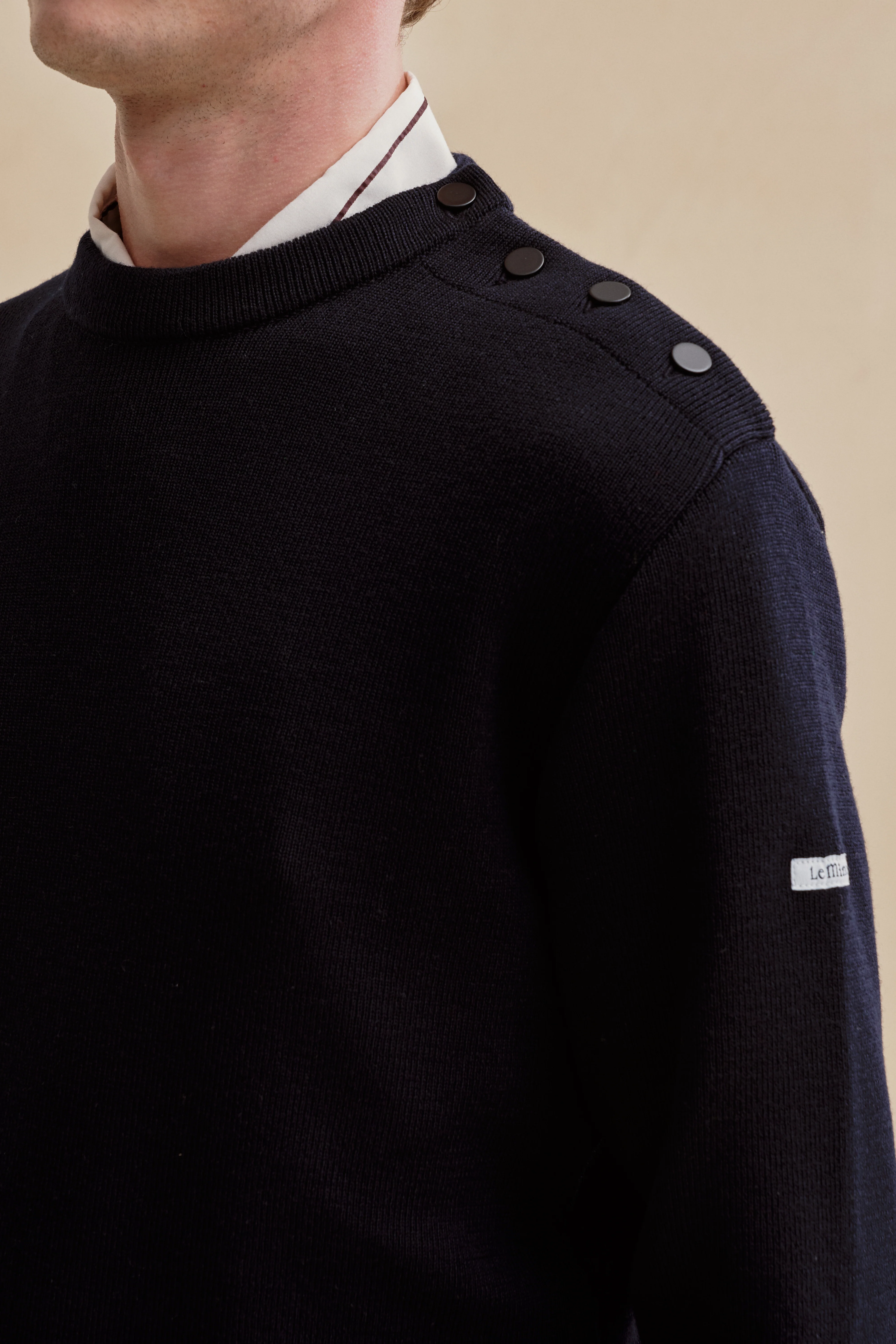 Pull marin ample bleu marine en laine mérinos pour homme - Image 2