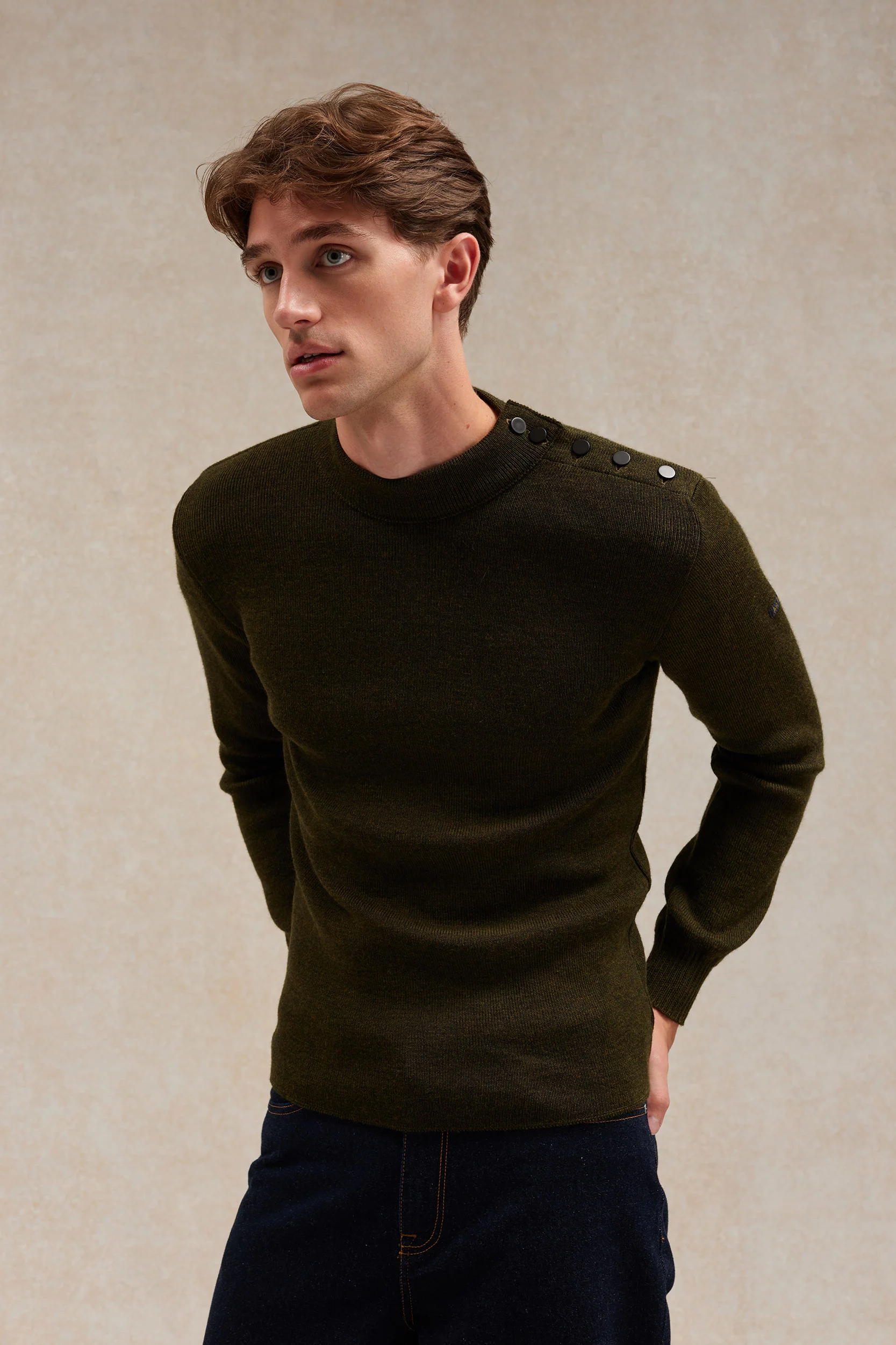 Pull marin olive pour homme